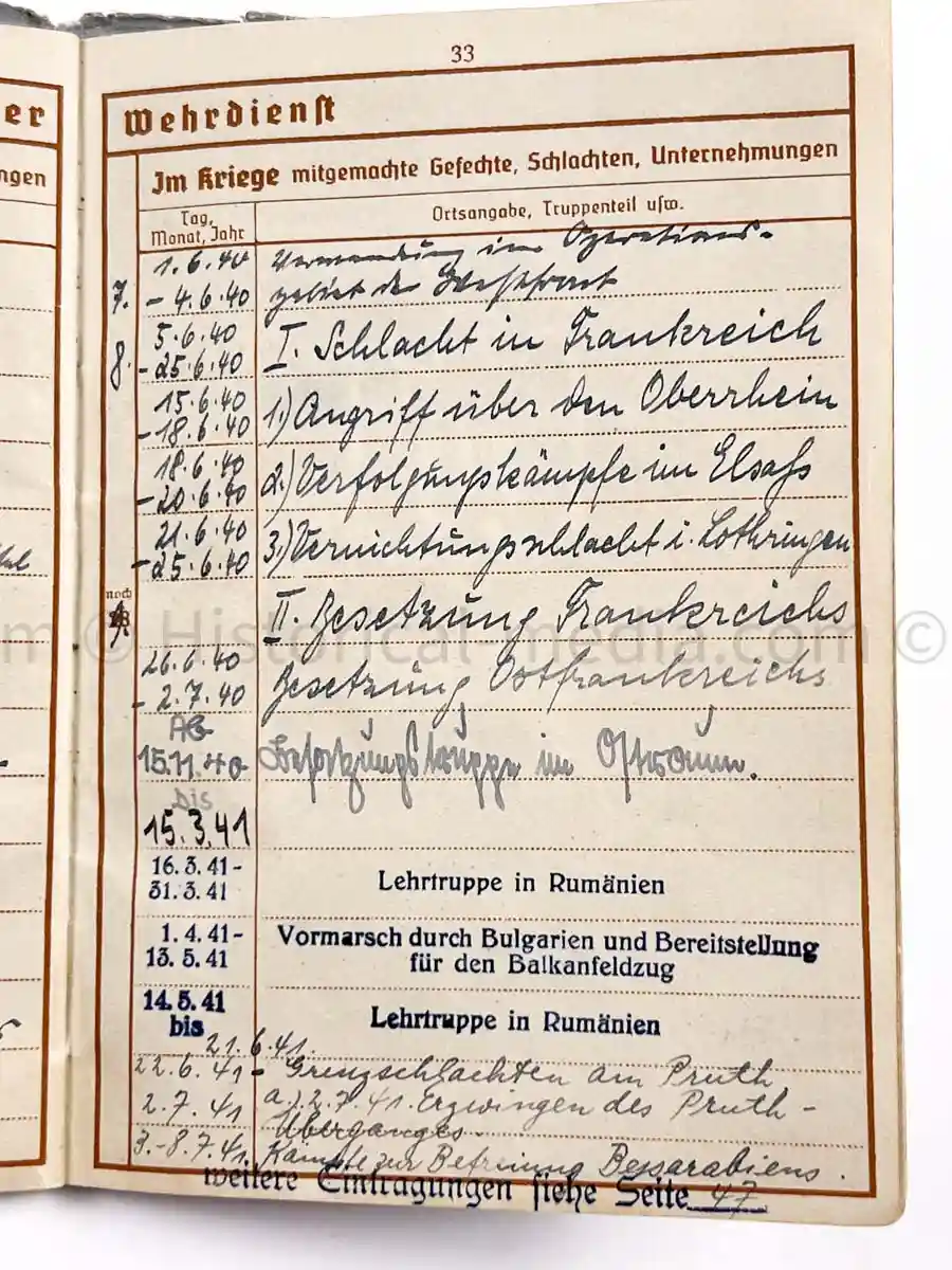 WEHRPASS - ZAHLMEISTER - 218. INFANTRY DIVISION - POLAND, FRANCE, RUSSIA, DENMARK - MANY AWARDS 