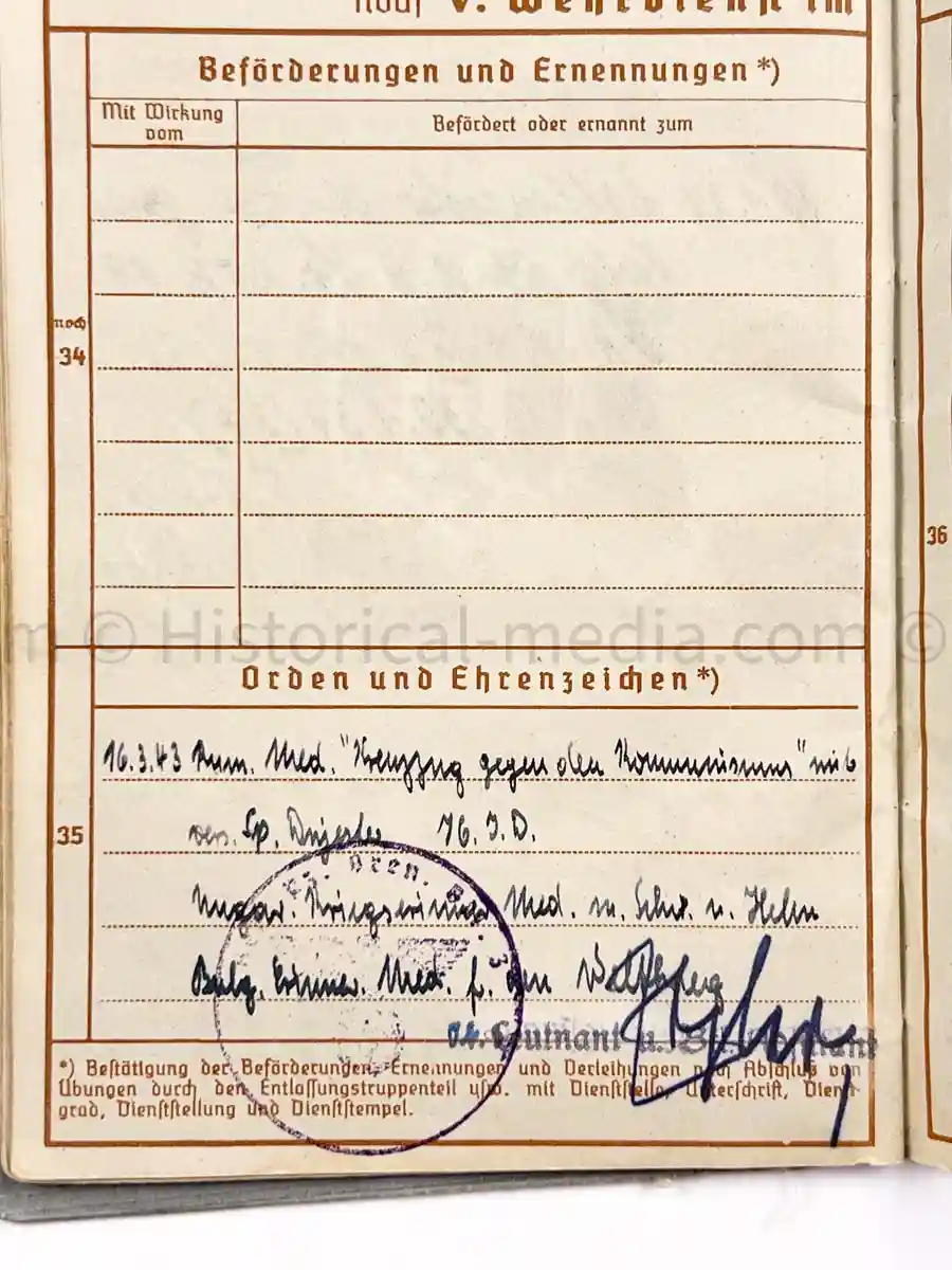 WEHRPASS - ZAHLMEISTER - 218. INFANTRY DIVISION - POLAND, FRANCE, RUSSIA, DENMARK - MANY AWARDS 