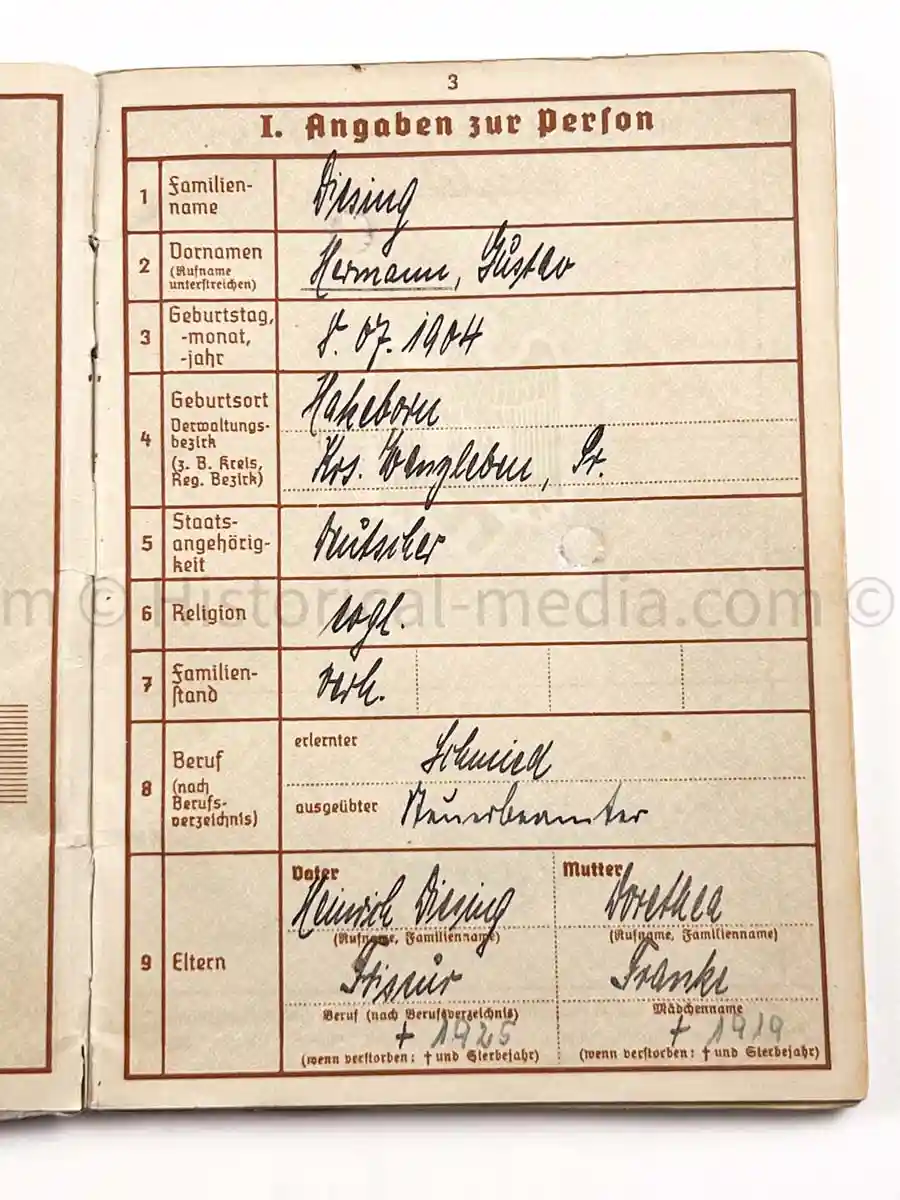 WEHRPASS - HAUPTMANN - 31. + 387. INFANTERIE DIVISION - EK1 - 8 AWARDS - KIA 1943 
