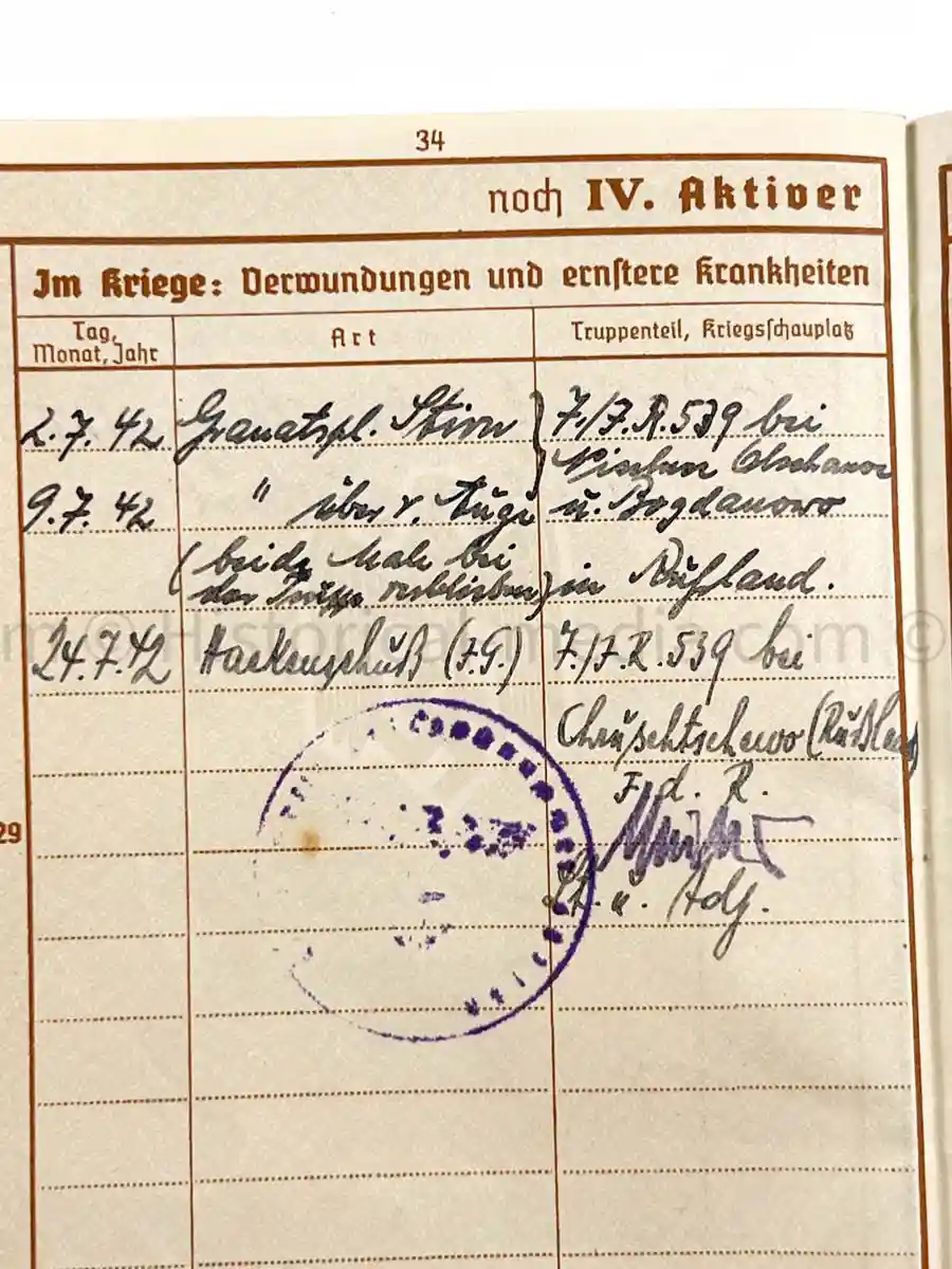 WEHRPASS - HAUPTMANN - 31. + 387. INFANTERIE DIVISION - EK1 - 8 AWARDS - KIA 1943 