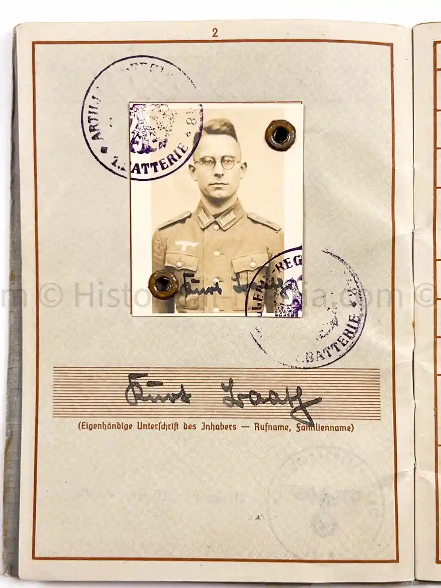WEHRPASS - OBERLEUTNANT - 12. INFANTERIE DIVISION - KIA WARSAW 1939