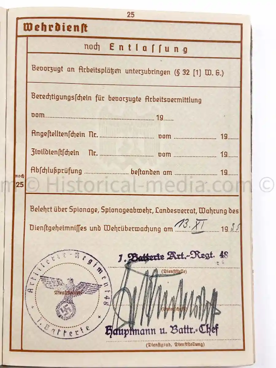 WEHRPASS - OBERLEUTNANT - 12. INFANTERIE DIVISION - KIA WARSAW 1939