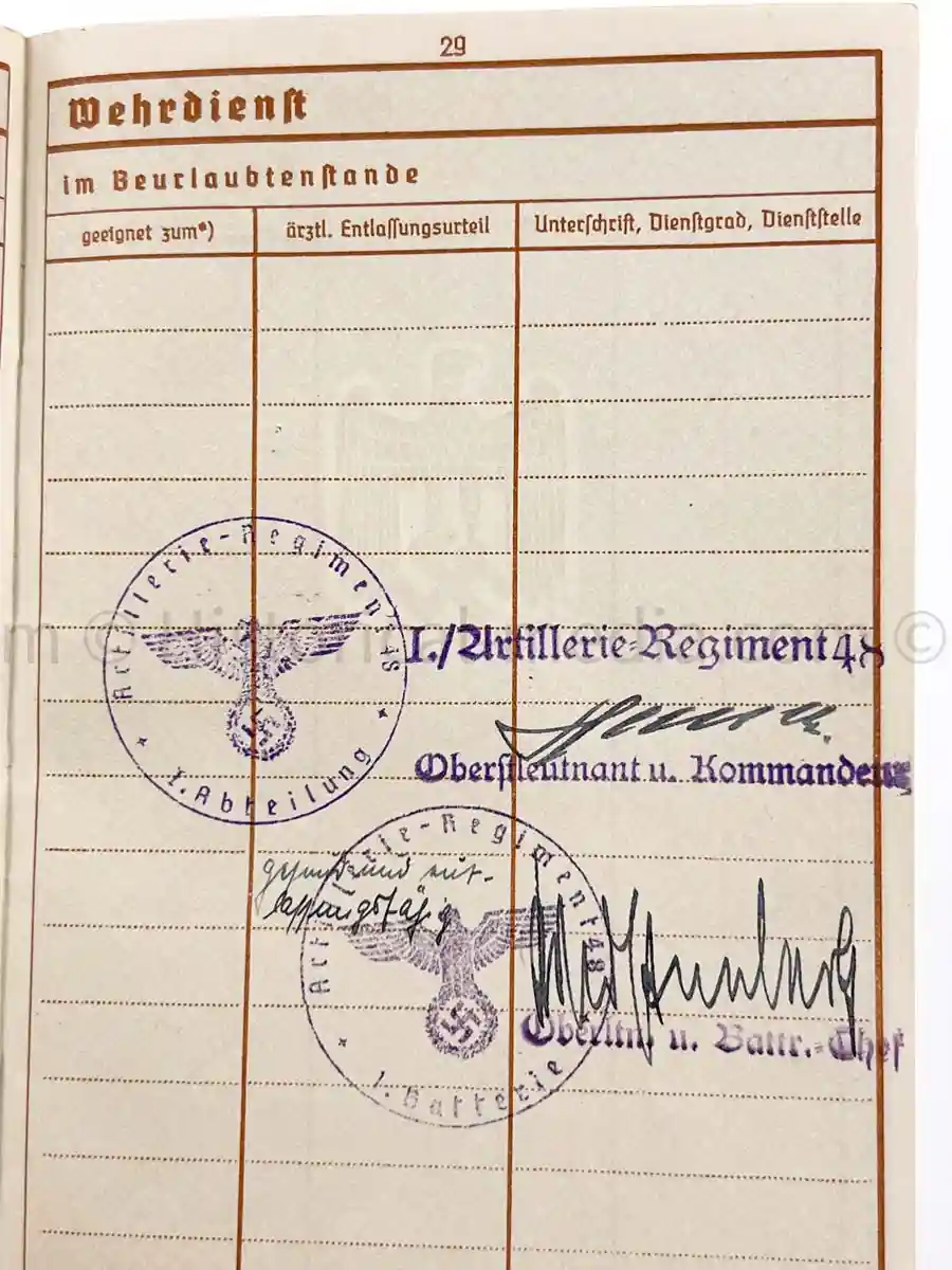 WEHRPASS - OBERLEUTNANT - 12. INFANTERIE DIVISION - KIA WARSAW 1939