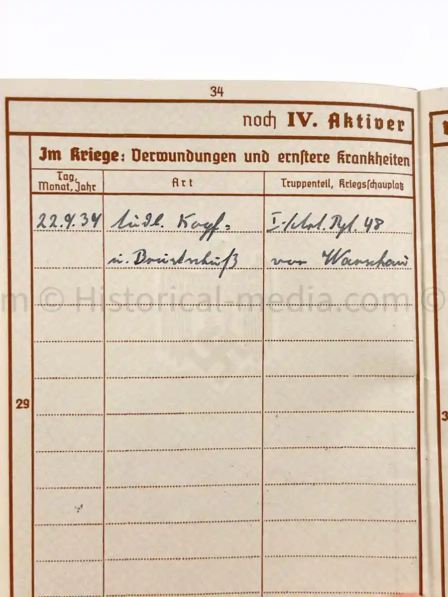WEHRPASS - OBERLEUTNANT - 12. INFANTERIE DIVISION - KIA WARSAW 1939