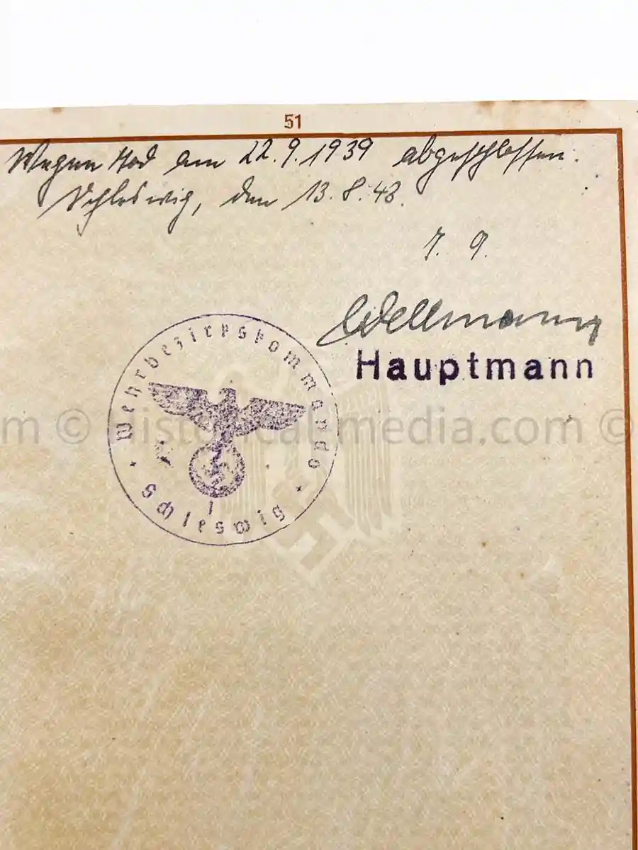 WEHRPASS - OBERLEUTNANT - 12. INFANTERIE DIVISION - KIA WARSAW 1939