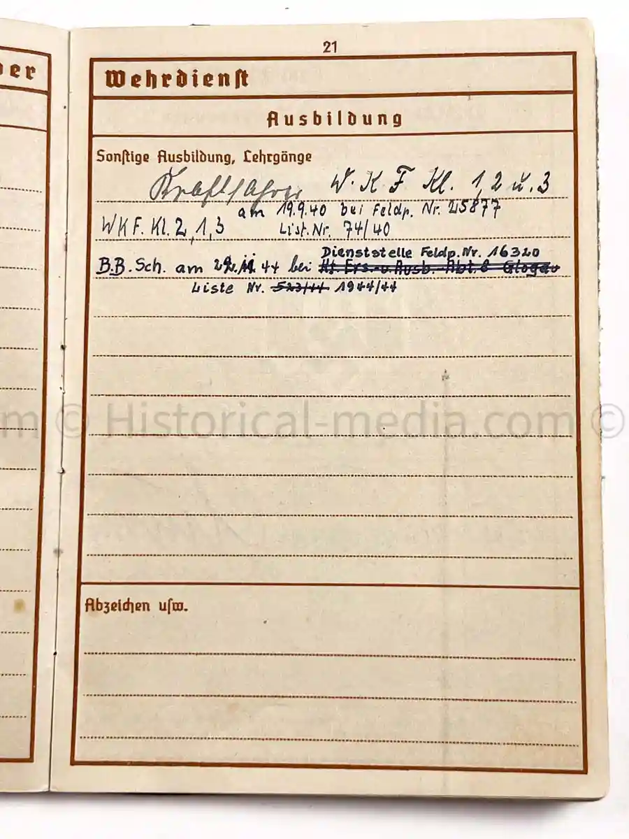 WEHRPASS - 28. INFANTERIE DIVISION - POLAND, FRANCE & RUSSIA 