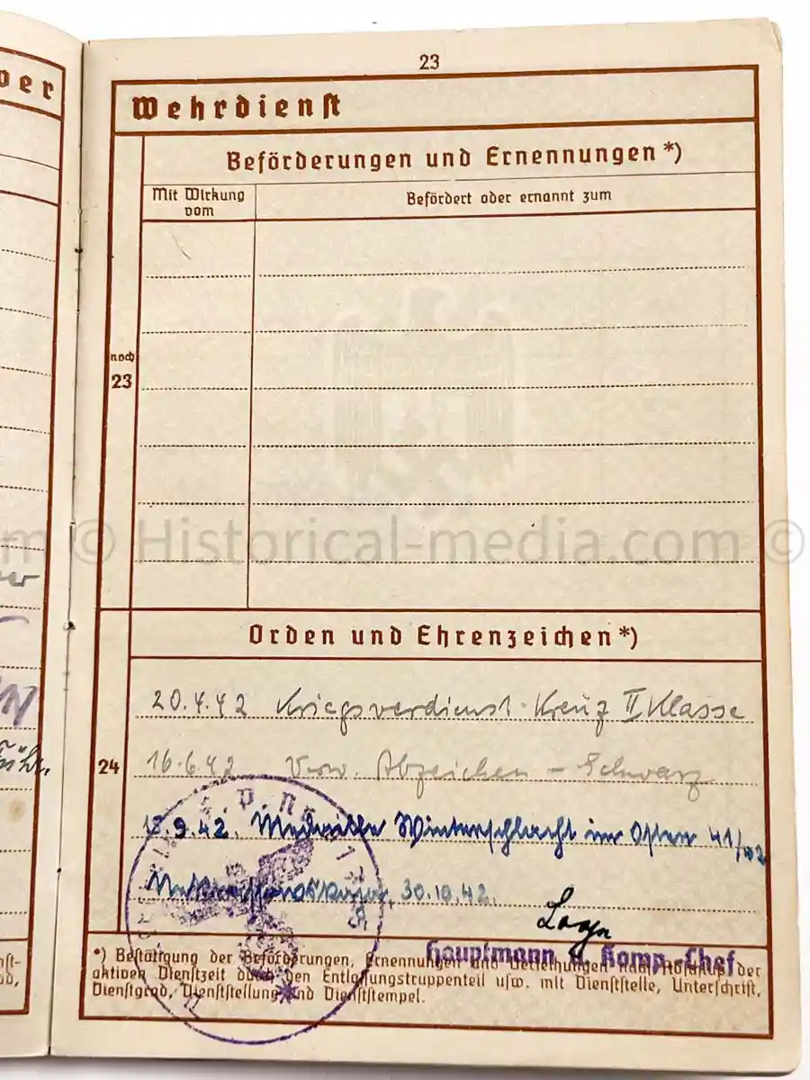 WEHRPASS - 28. INFANTERIE DIVISION - POLAND, FRANCE & RUSSIA 