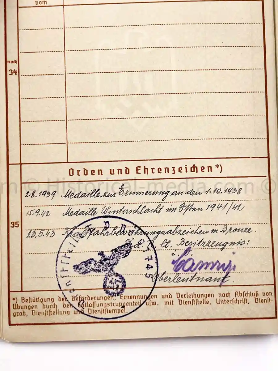 WEHRPASS - 28. INFANTERIE DIVISION - POLAND, FRANCE & RUSSIA 