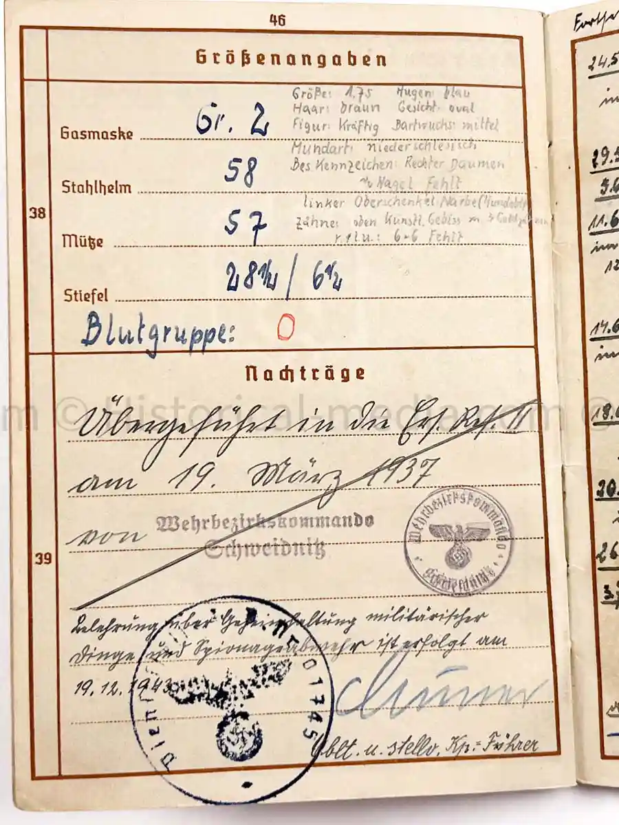 WEHRPASS - 28. INFANTERIE DIVISION - POLAND, FRANCE & RUSSIA 