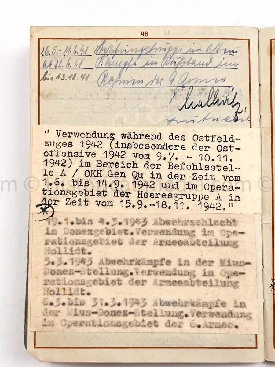 WEHRPASS - 28. INFANTERIE DIVISION - POLAND, FRANCE & RUSSIA 