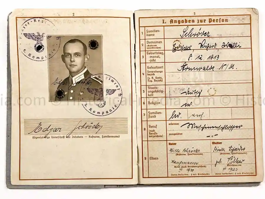 WEHRPASS - 1. LEICHTE DIVISION - PANZER REGIMENT 11 - STABSSCHIRRMEISTER - POLAND 1939 
