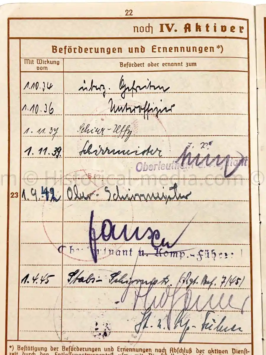 WEHRPASS - 1. LEICHTE DIVISION - PANZER REGIMENT 11 - STABSSCHIRRMEISTER - POLAND 1939 