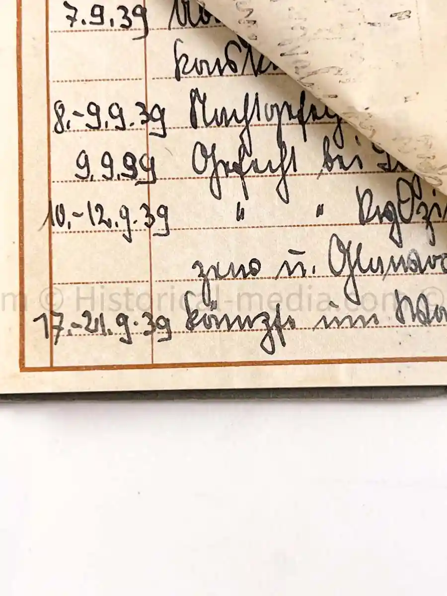 WEHRPASS - 1. LEICHTE DIVISION - PANZER REGIMENT 11 - STABSSCHIRRMEISTER - POLAND 1939 