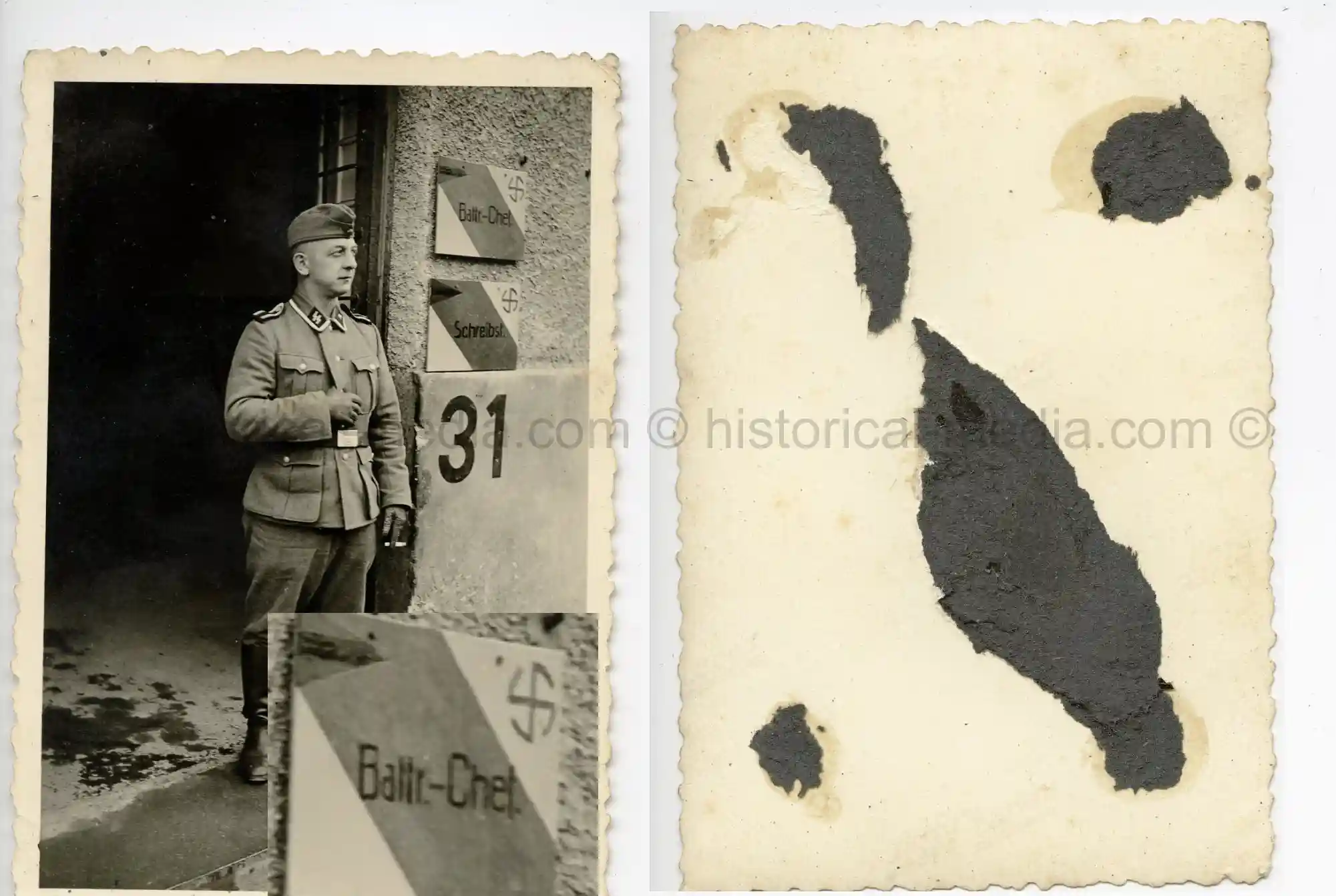 WAFFEN-SS PHOTO - WIKING ARTILLERIE SOLDIER POSES BY WIKING UNIT SIGN