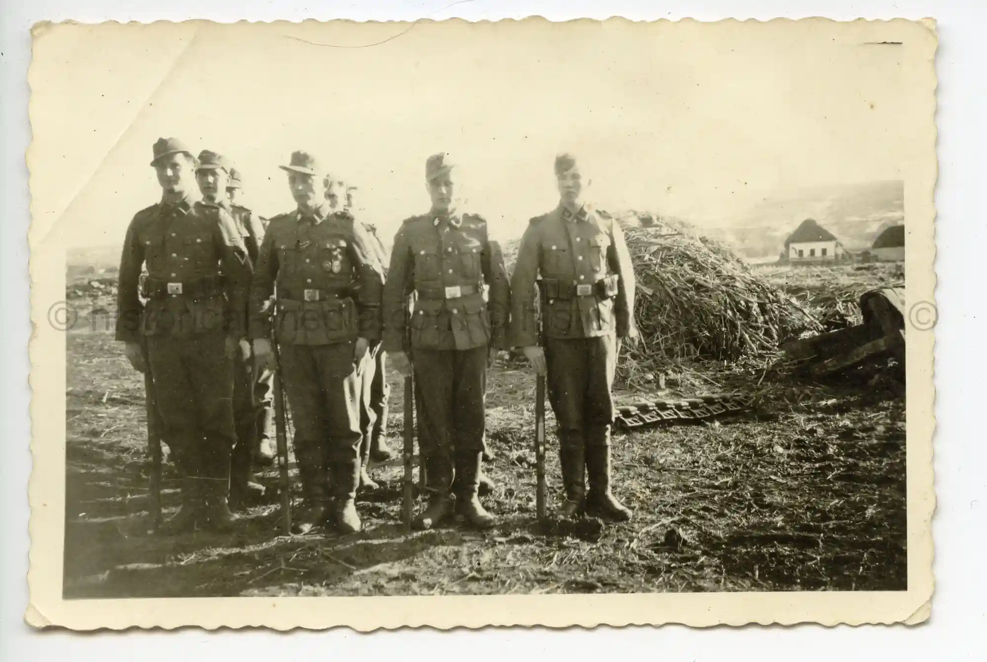 WAFFEN-SS PHOTO - WIKING SOLDIERS WEARING CAMO FIELD CAP M42 TARNMÜTZE & CAMO SMOCKS