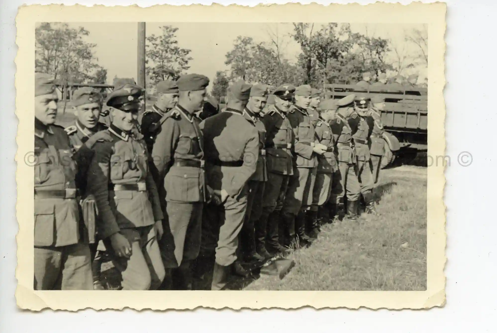 WAFFEN-SS PHOTO - WIKING SOLDIERS IN FORMATION IN THE FIELD - ROLL CALL