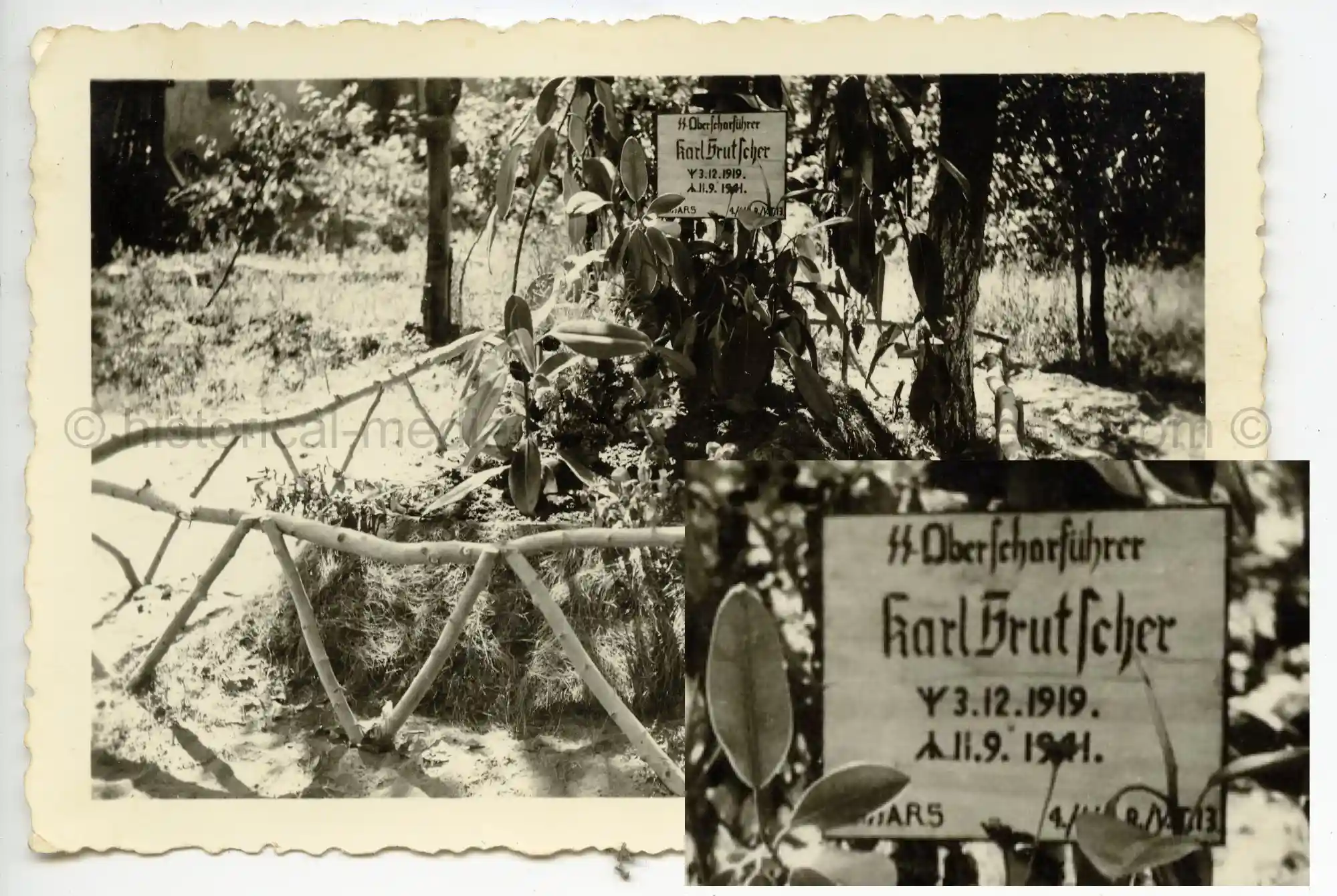 WAFFEN-SS PHOTO - WIKING OBERSCHARFÜHRER GRAVE IN THE FIELD