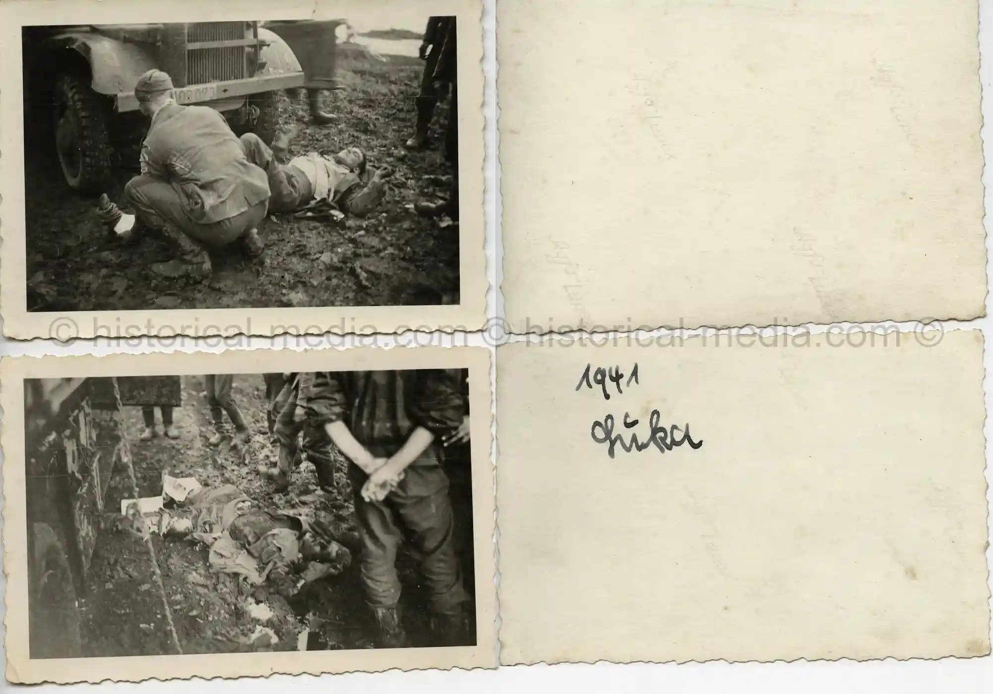 WAFFEN-SS PHOTO - WIKING MEDIC TREATS WOUNDED IN THE FIELD