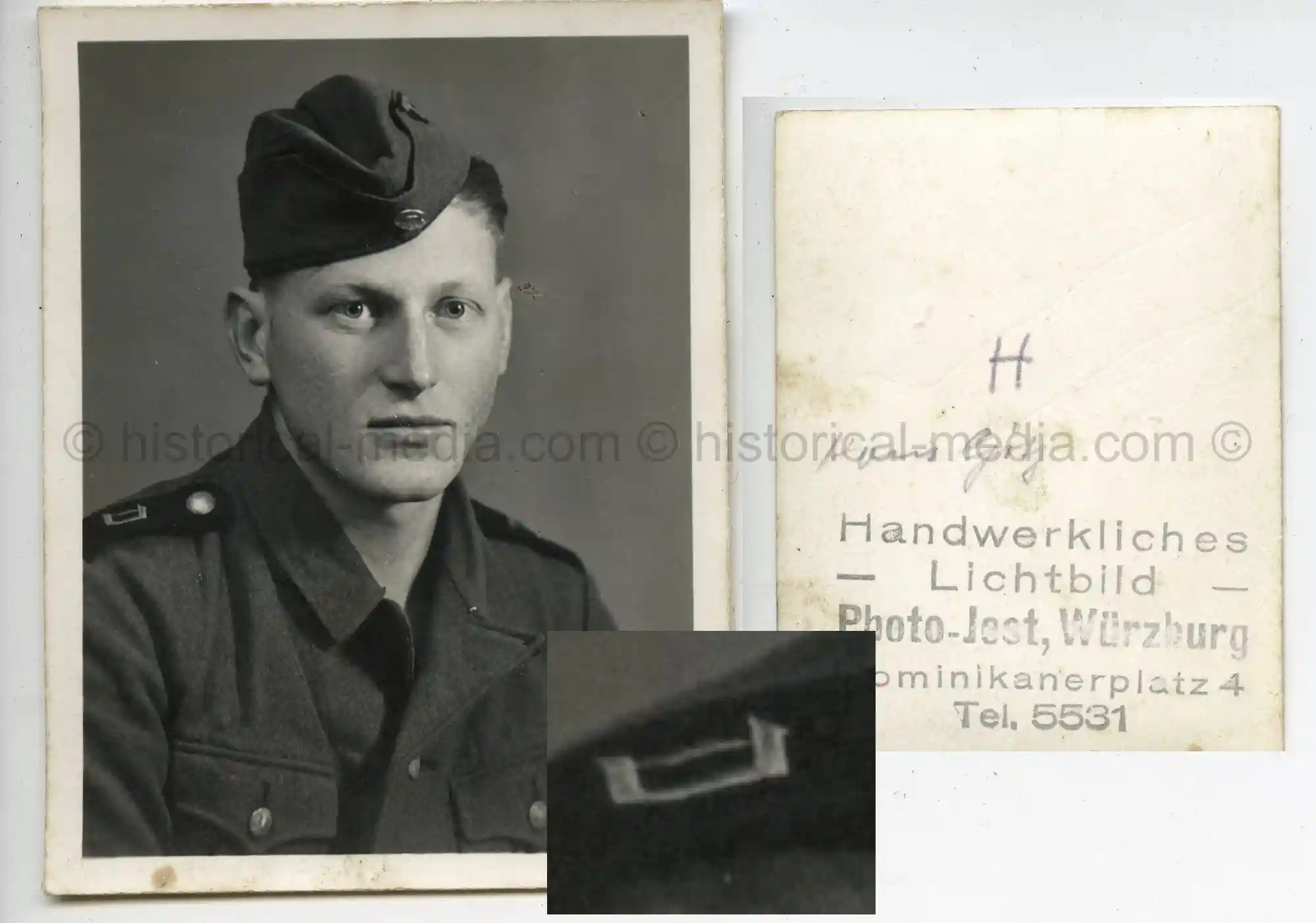 WAFFEN-SS STUDIO PORTRAIT PHOTO - DEUTSCHLAND SHOULDER BOARDS