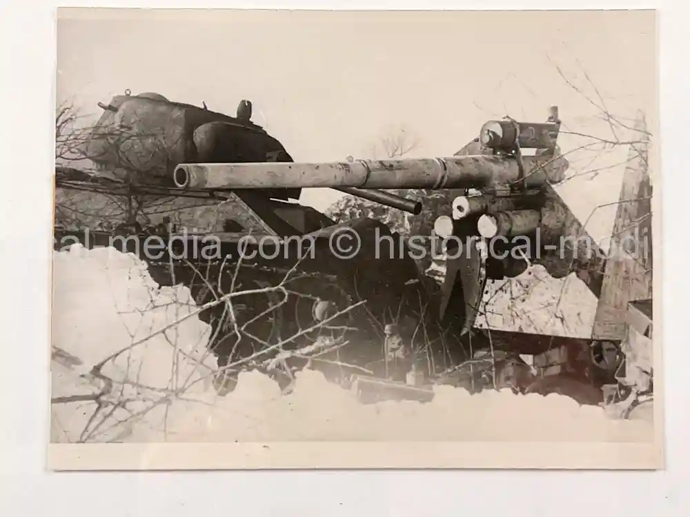 ORIGINAL PRESS PHOTO - 8.8CM FLAK & RUSSIAN KV-1 TANK - OREL - 1943