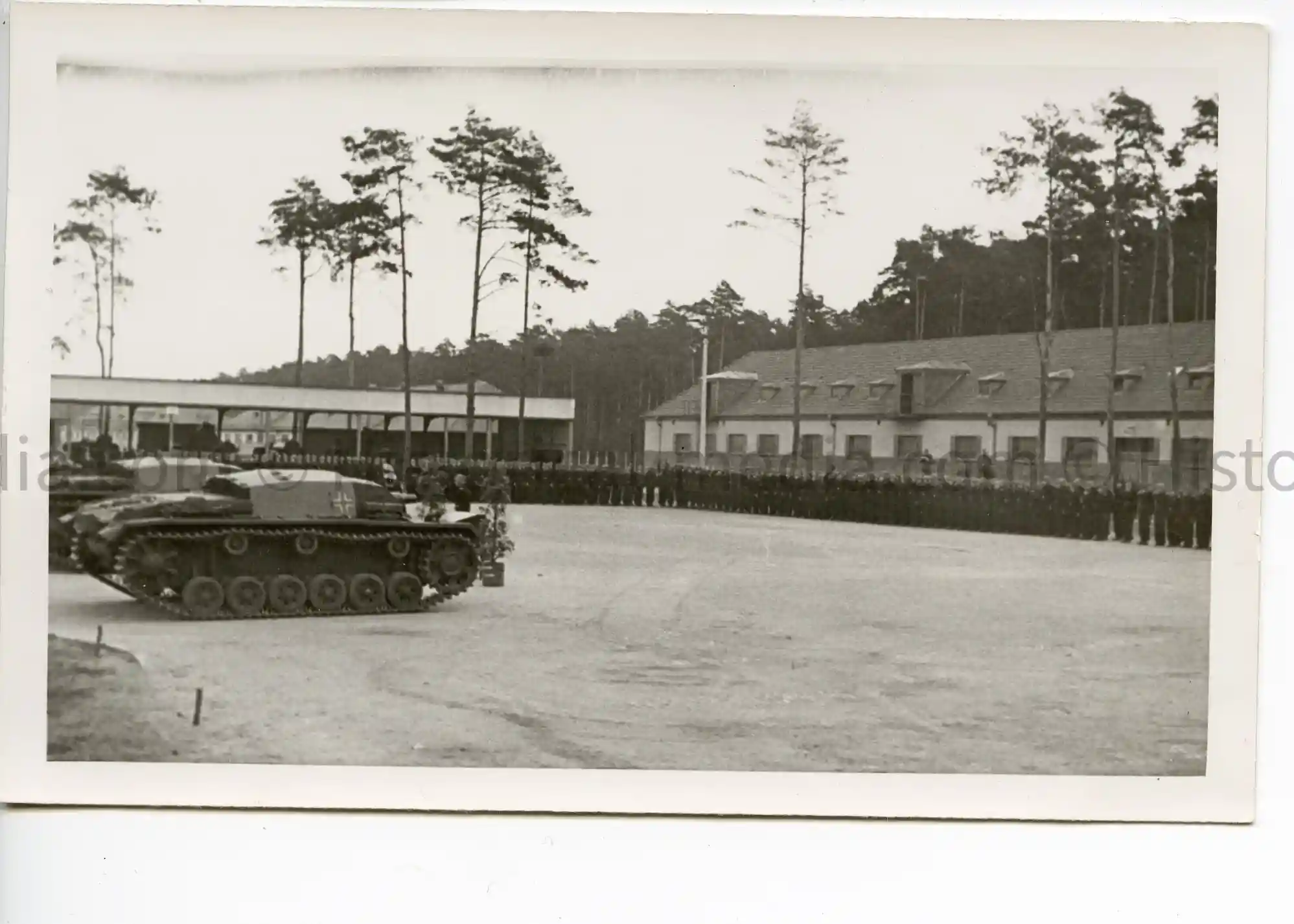 WWII GERMAN PHOTO STURMGESCHÜTZ III - UNIT FORMATION ON HITLER'S BIRTHDAY WWII GERMAN PHOTO STURMGESCHÜTZ III - UNIT FORMATION ON HITLER'S BIRTHDAY