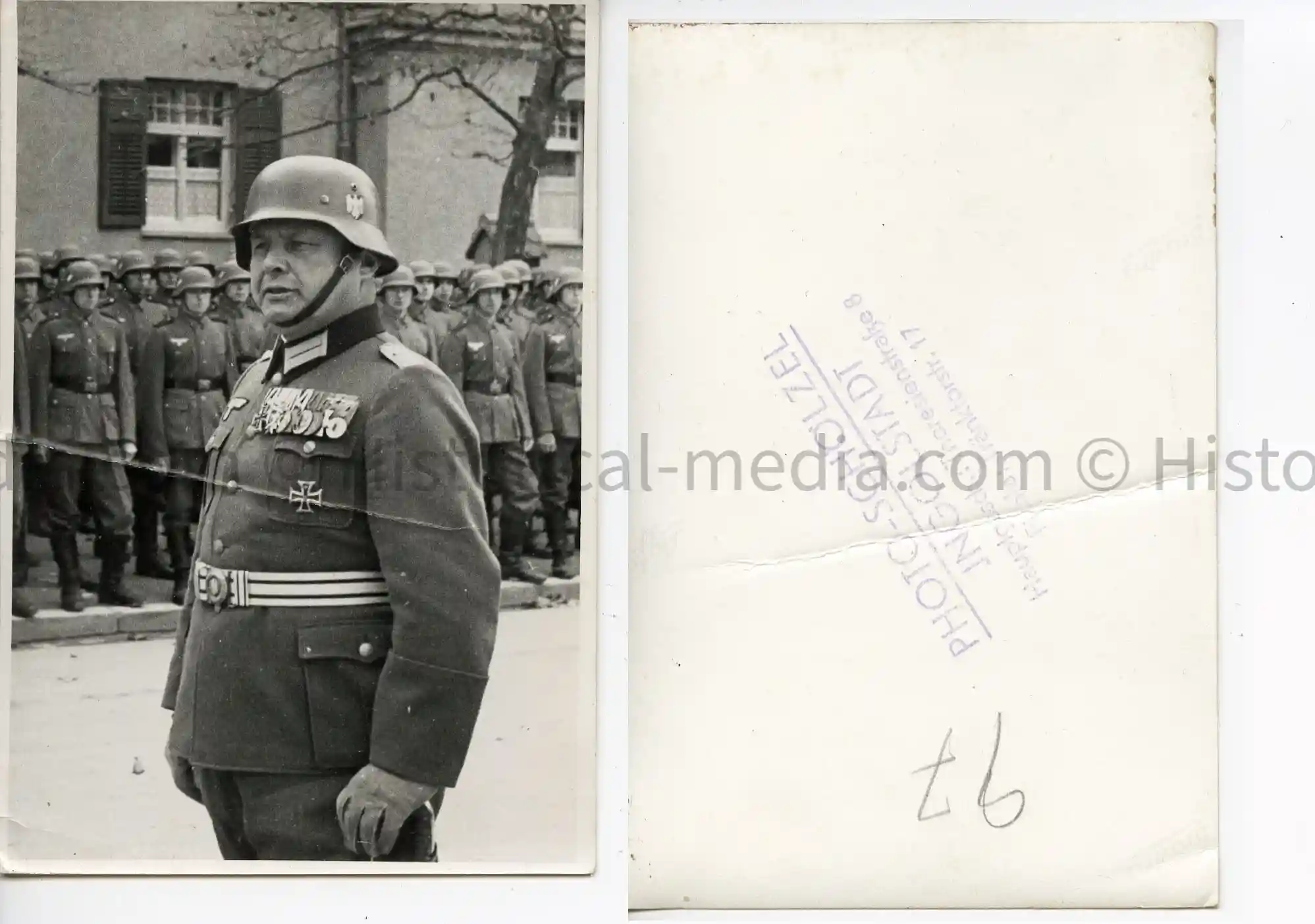 WWII GERMAN PHOTO PORTLY OFFICER W PORTLY MEDAL BAR