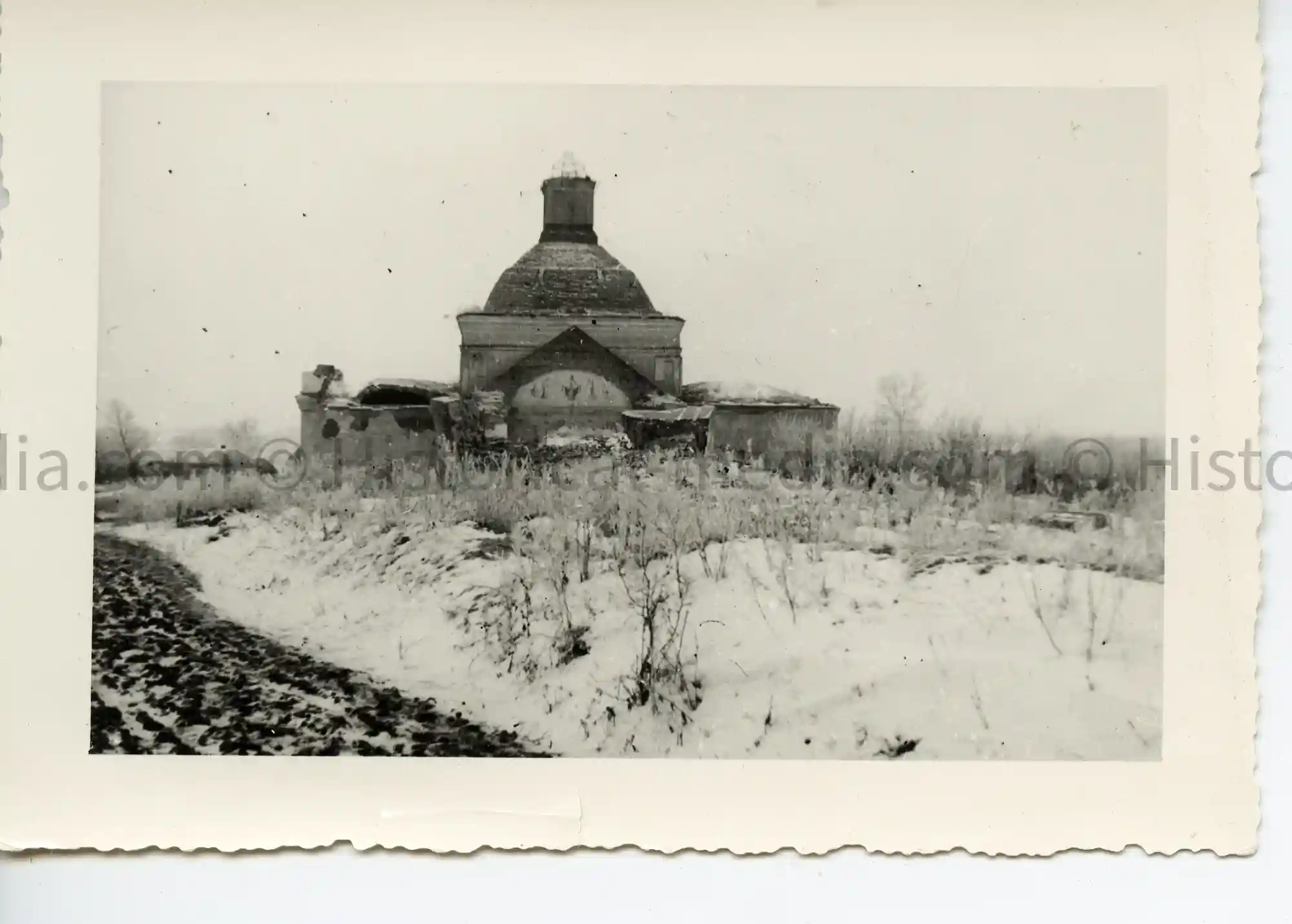 WWII GERMAN PHOTO DESTROYED POLISH SYNAGOGUE