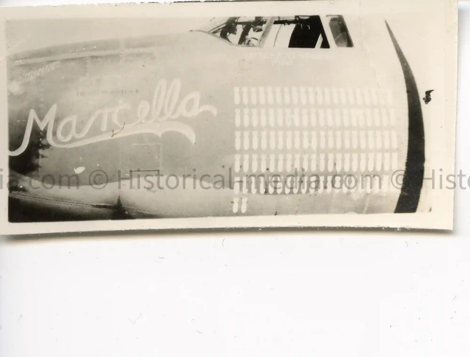 US WWII AIR CORPS NOSE ART PHOTO - MARCELLA