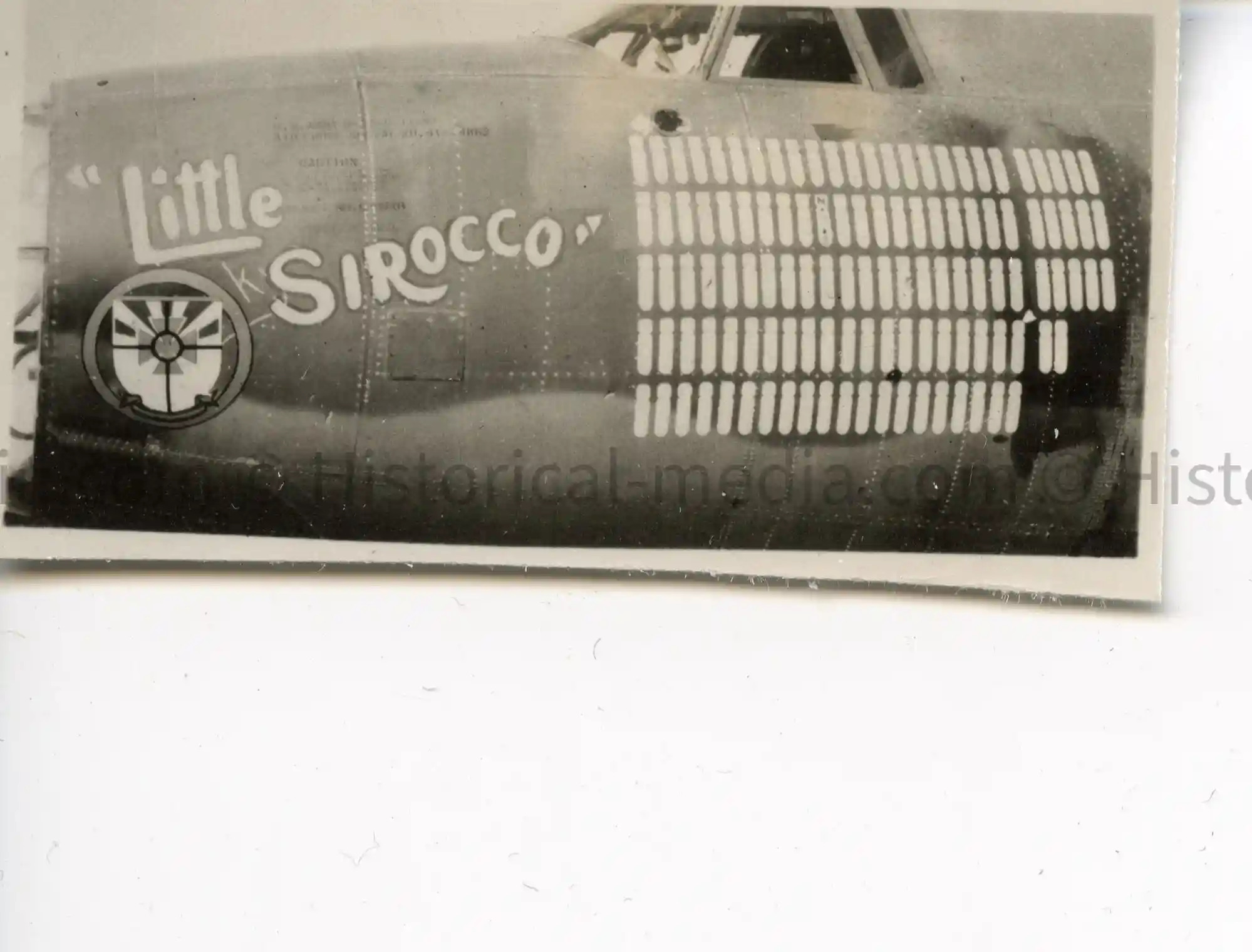 US WWII AIR CORPS NOSE ART PHOTO - LITTLE SIROCCO