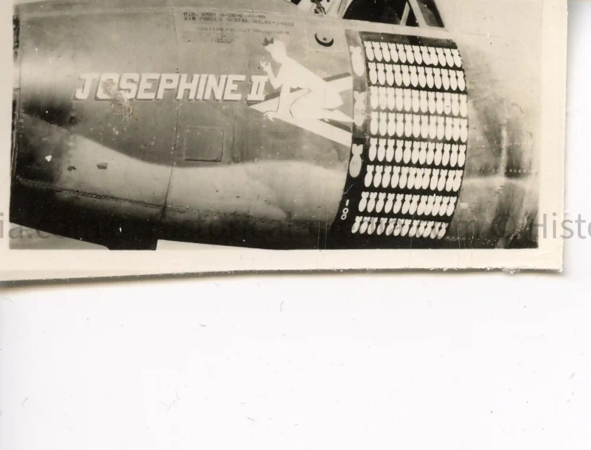 US WWII AIR CORPS NOSE ART PHOTO - JOSEPHINE II