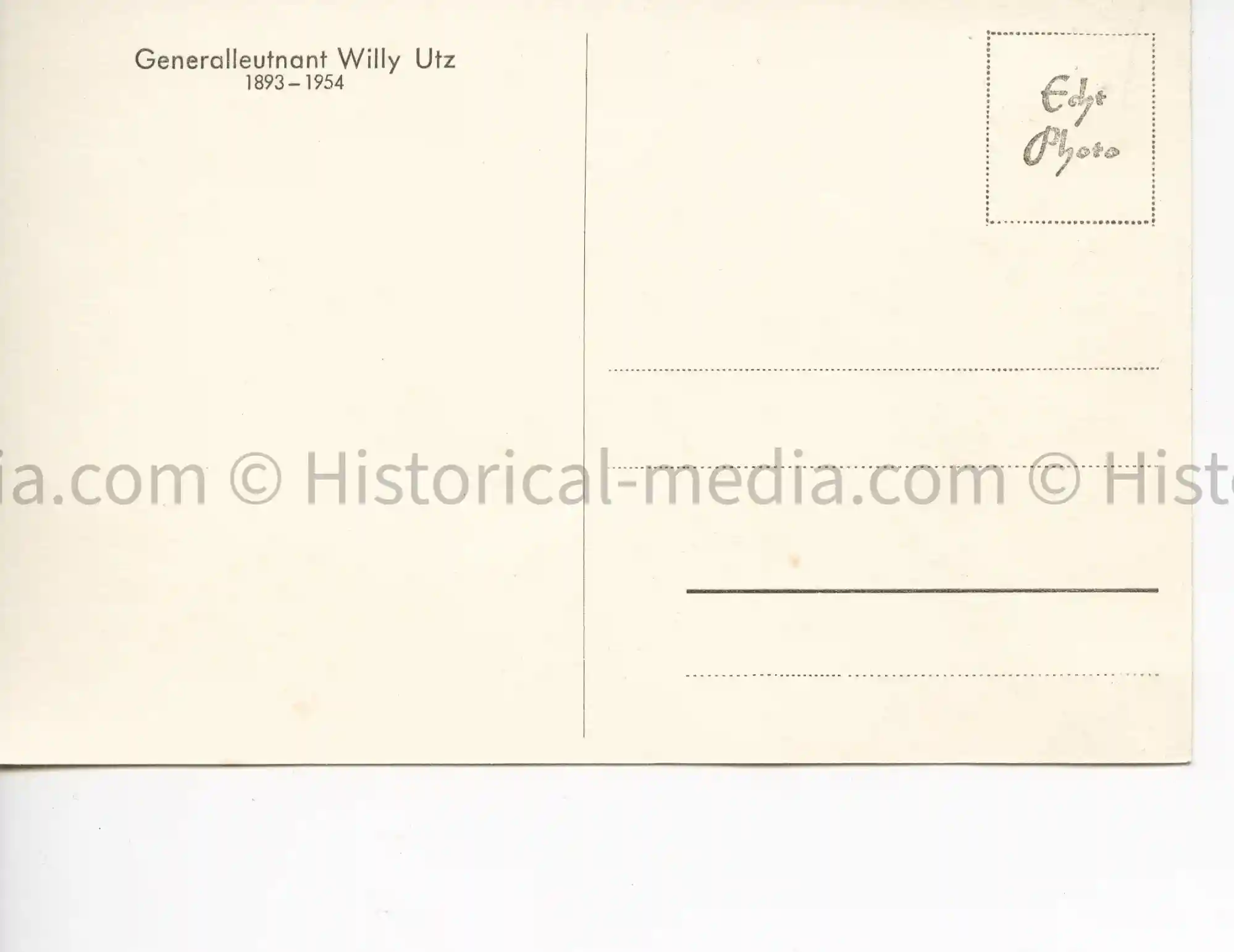 POSTCARD PORTRAIT PHOTO GEBIRGSJAEGER GENERAL WILLY UTZ POSTCARD PORTRAIT PHOTO GEBIRGSJAEGER GENERAL WILLY UTZ