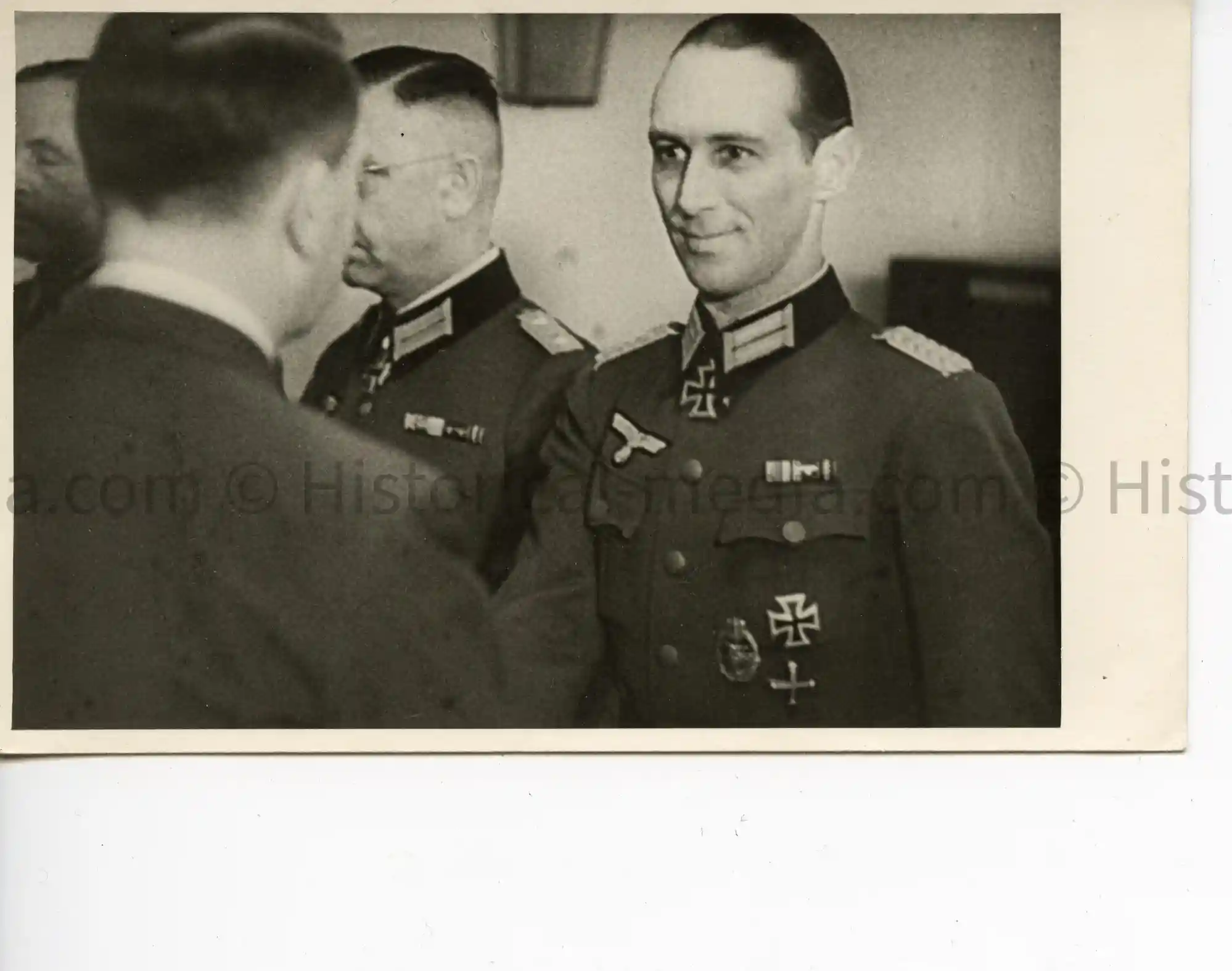 WWII GERMAN PHOTO HITLER AWARDS HANS VON WOLFF KNIGHTS CROSS