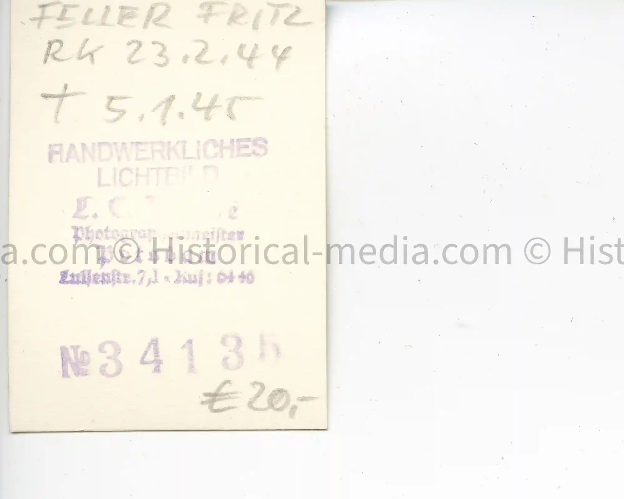 WWII GERMAN PHOTO PASS SIZE PORTRAIT PHOTO KNIGHTS CROSS WINNER - FRITZ FELLER WWII GERMAN PHOTO PASS SIZE PORTRAIT PHOTO KNIGHTS CROSS WINNER - FRITZ FELLER
