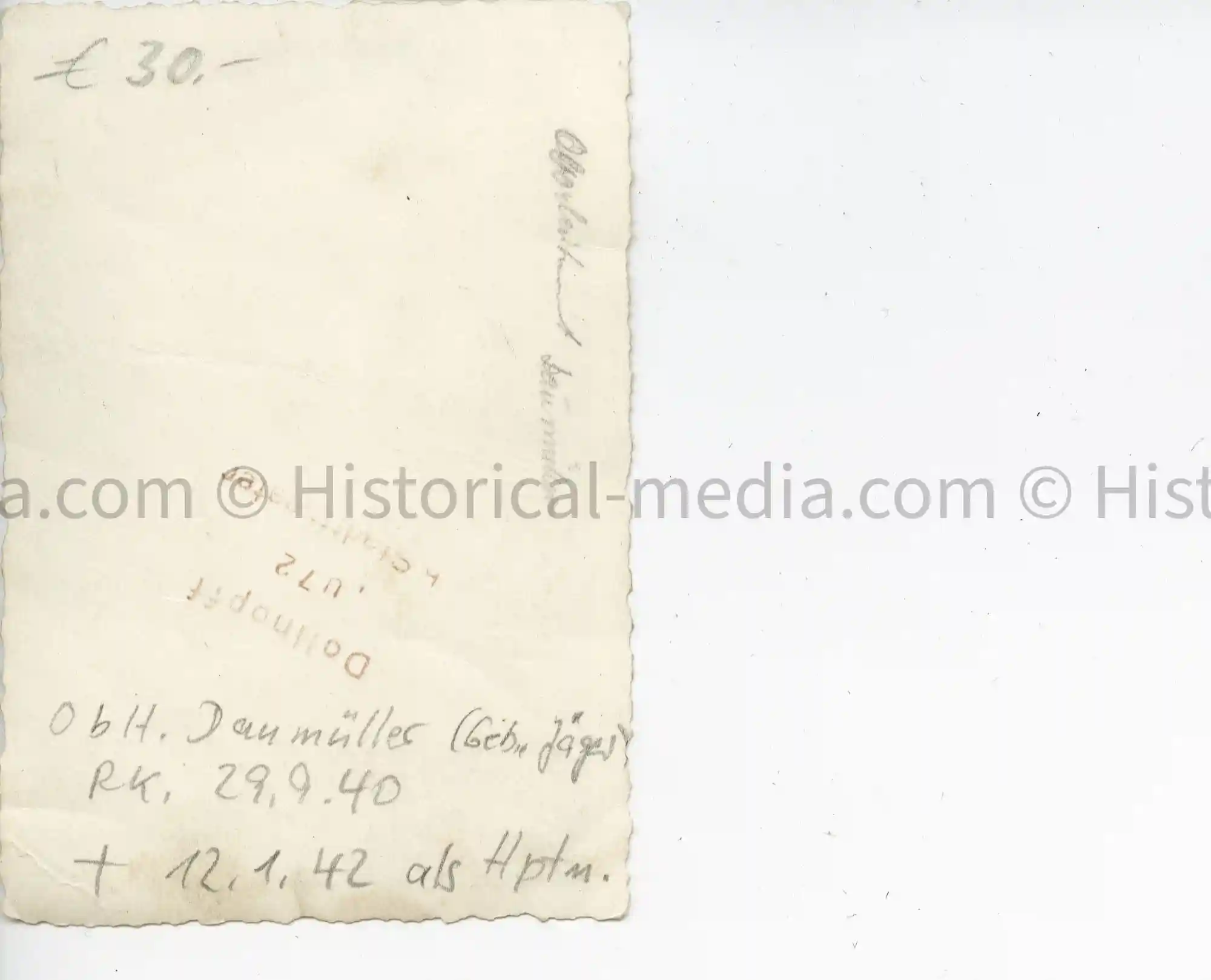 WWII GERMAN PHOTO GEBIRGSJAEGER KNIGHTS CROSS WINNER - DAUMILLER