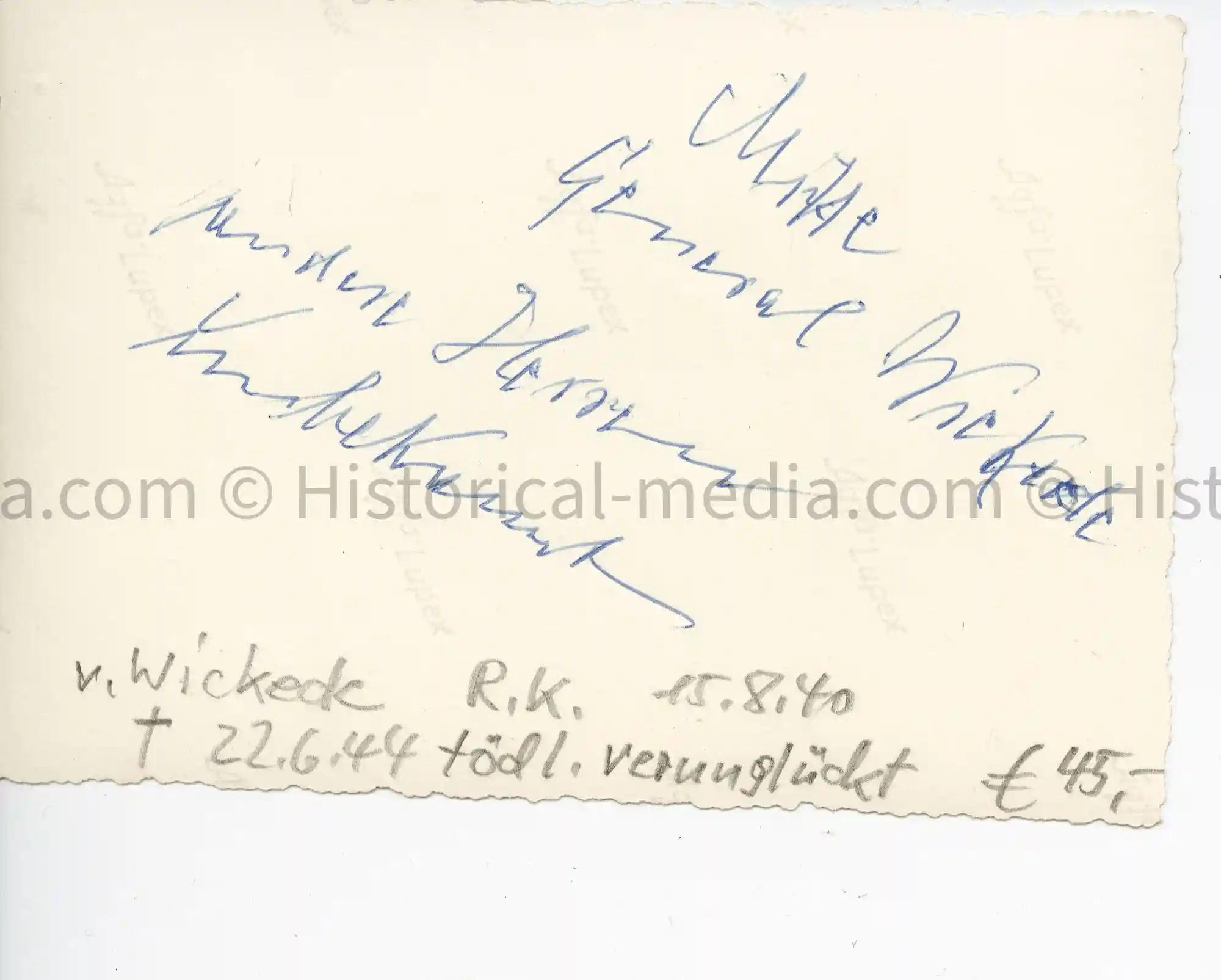 WWII GERMAN PHOTO KNIGHTS CROSS WINNER Thomas-Emil von Wickede WWII GERMAN PHOTO KNIGHTS CROSS WINNER Thomas-Emil von Wickede