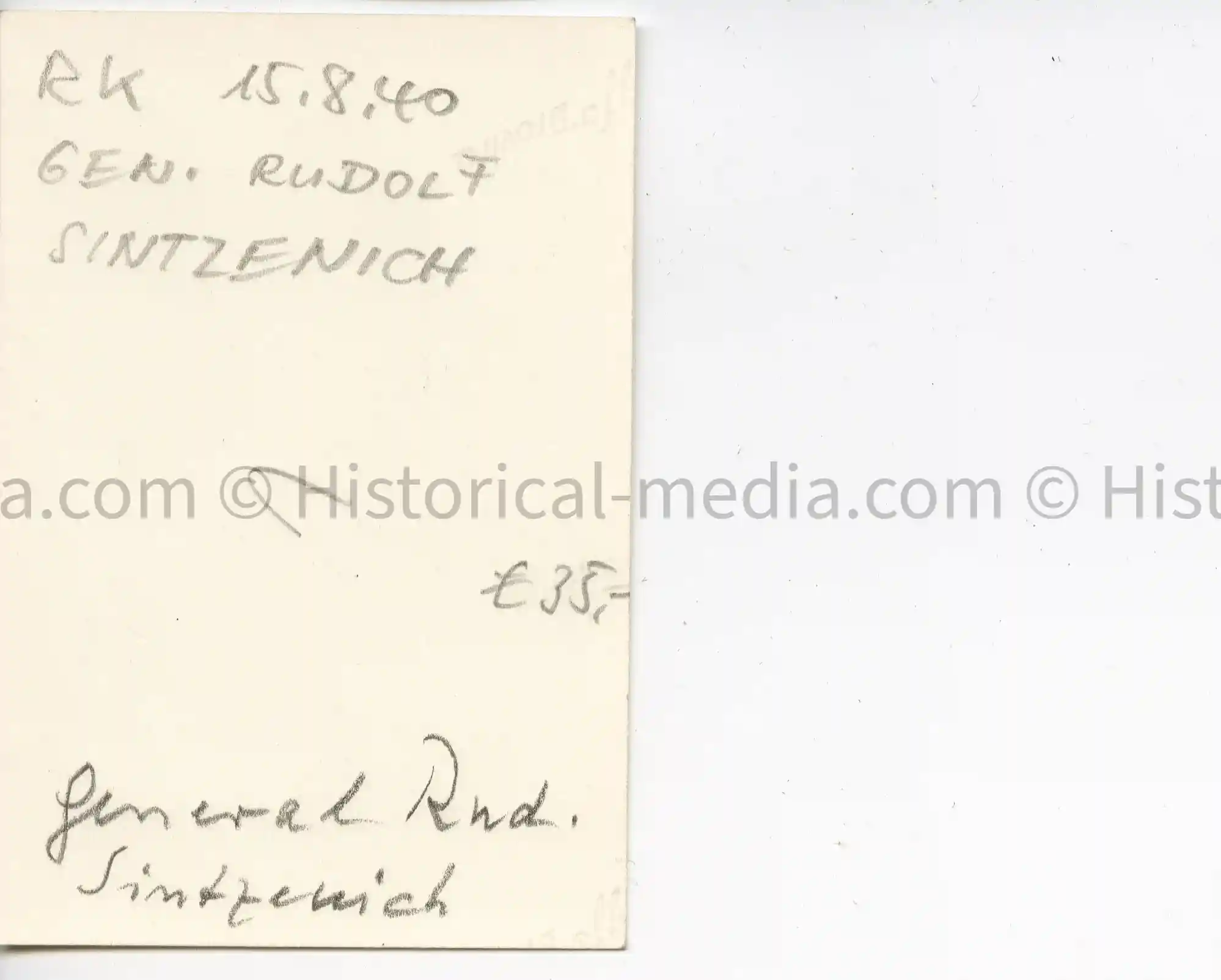 WWII GERMAN PHOTO  KNIGHTS CROSS WINNER - GENERAL RUDOLF SINTZENICH