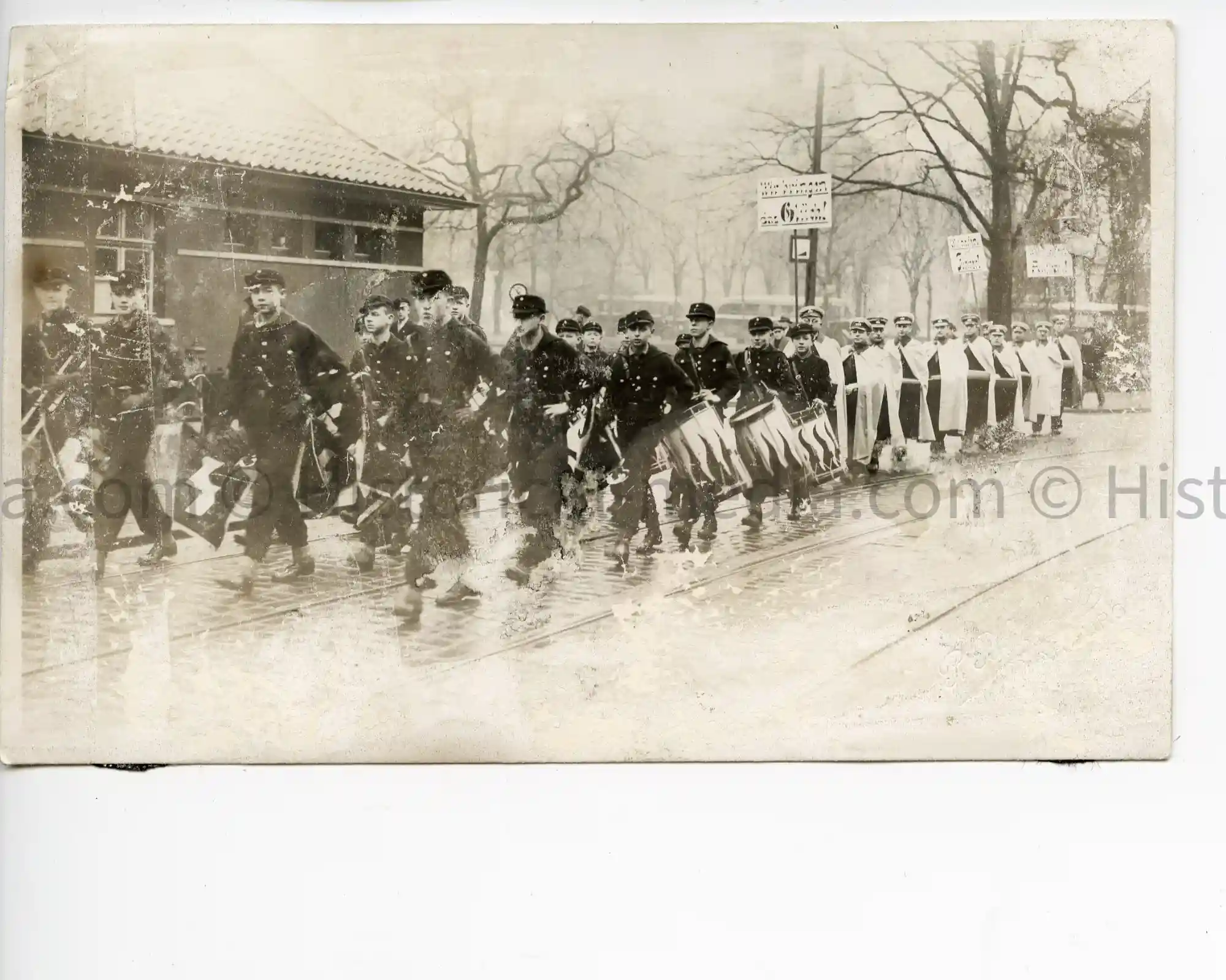 WWII GERMAN PHOTO  OF HITLER JUGEND BAND ON PARADE