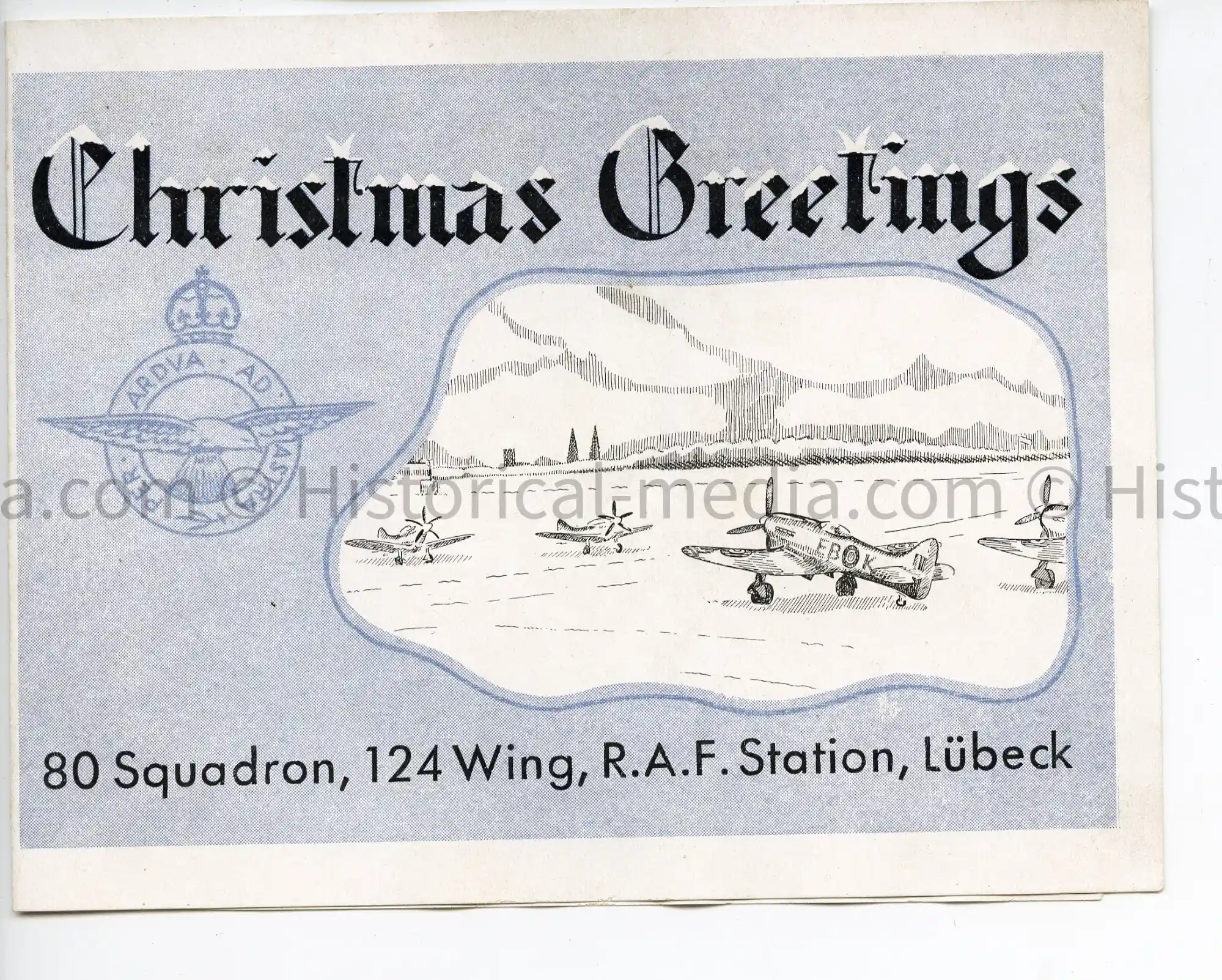 RAF WWII 80 SQUADRON CHRISTMAS CARD - LÜBECK