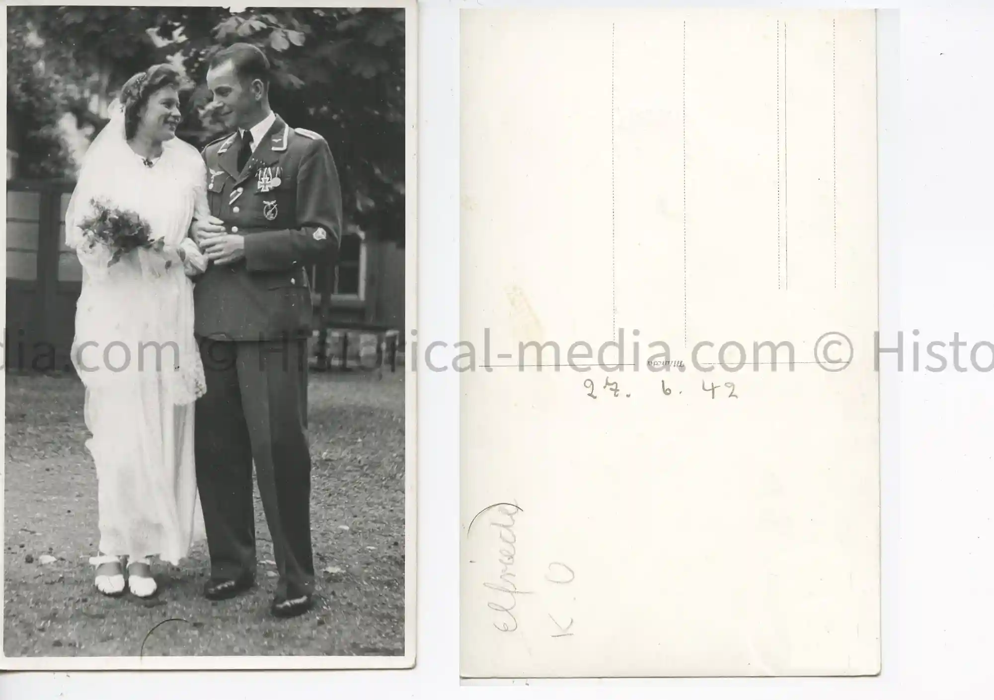 LUFTWAFFE WEDDING PORTRAIT PHOTO - FLAK BADGE+