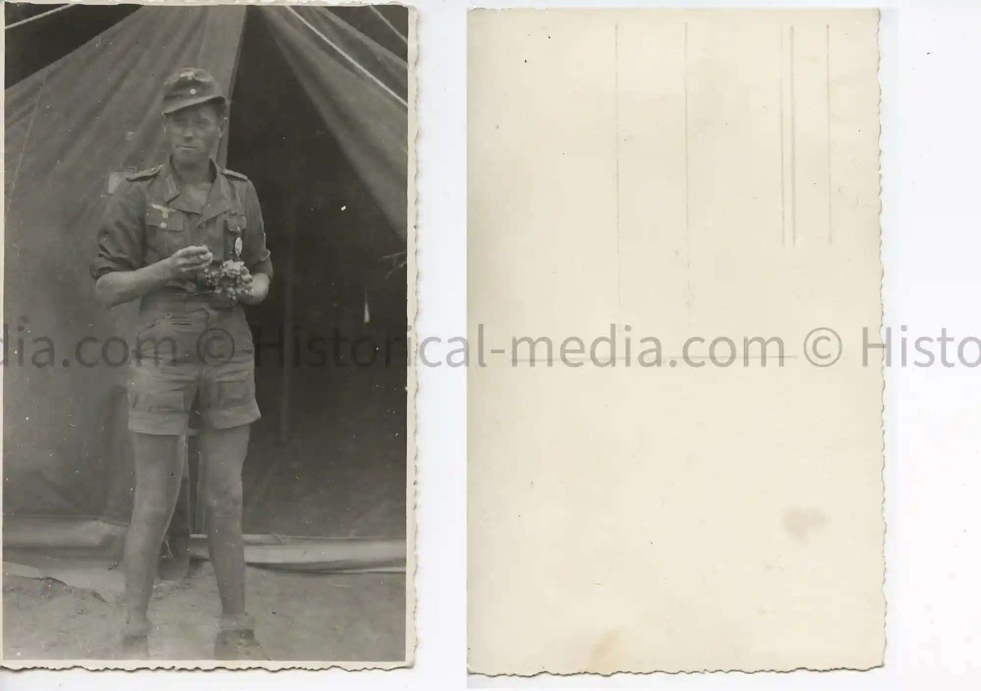 WWII GERMAN PHOTO ARMY SOLDIER IN TROPICAL UNIFORM _ GAB
