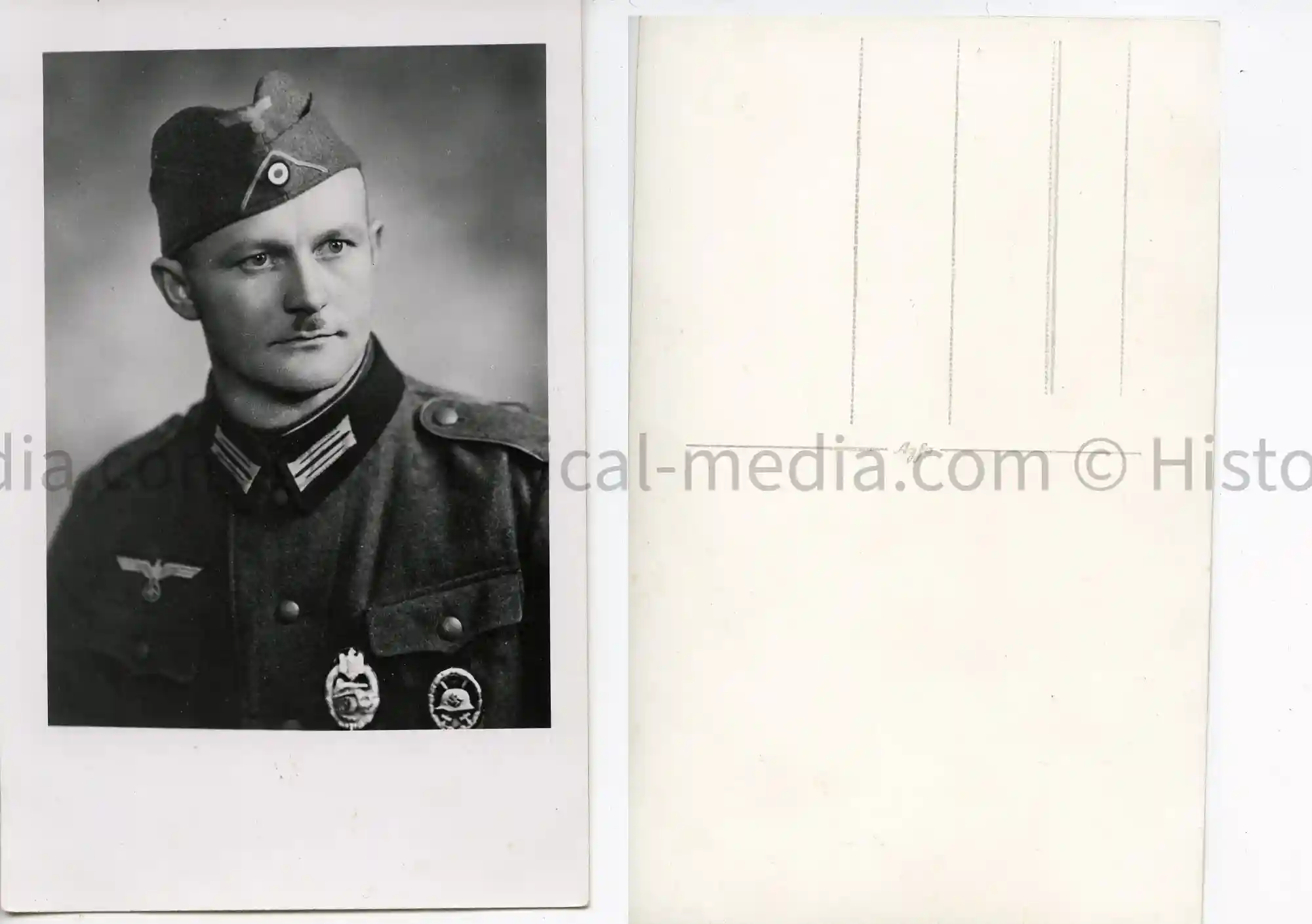 STUDIO PORTRAIT PHOTO - PANZER BADGE -- ODD PLACEMENT