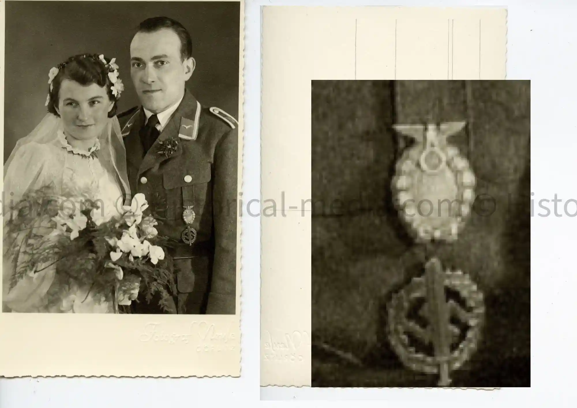 LUFTWAFFE STUDIO WEDDING PORTRAIT PHOTO - Abzeichen des SA-Treffens Braunschweig 1931 - BRUNSWICK RALLY BADGE 1931 - RARE!