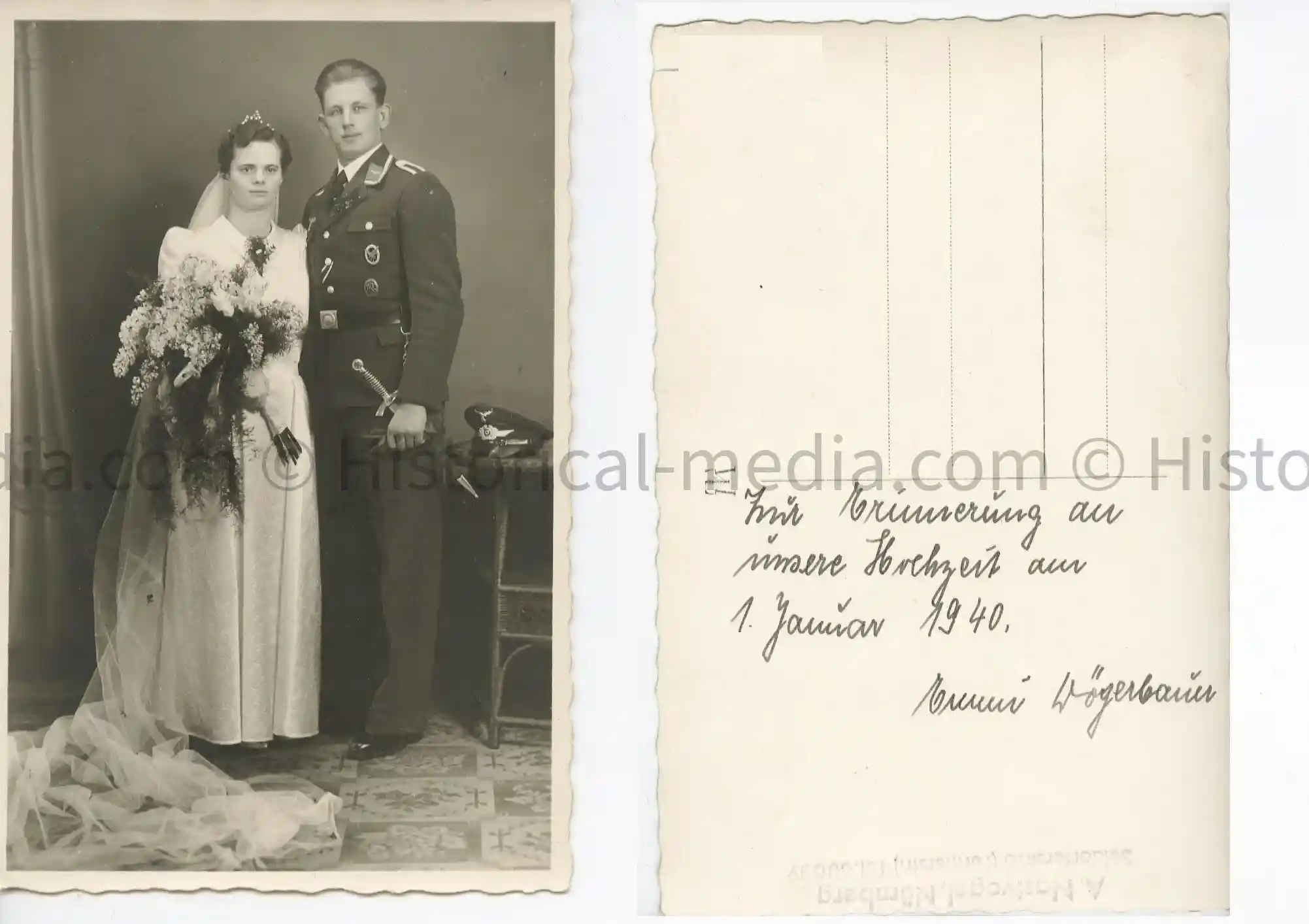LUFTWAFFE WEDDING PORTRAIT PHOTO - AIR GUNNER + DAGGER