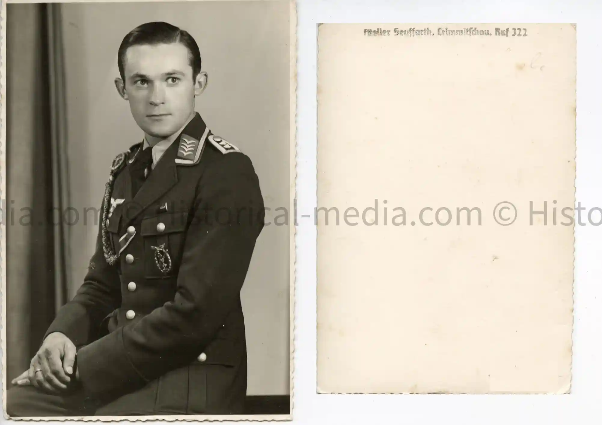 LUFTWAFFE PORTRAIT PHOTO - FLAK BADGE