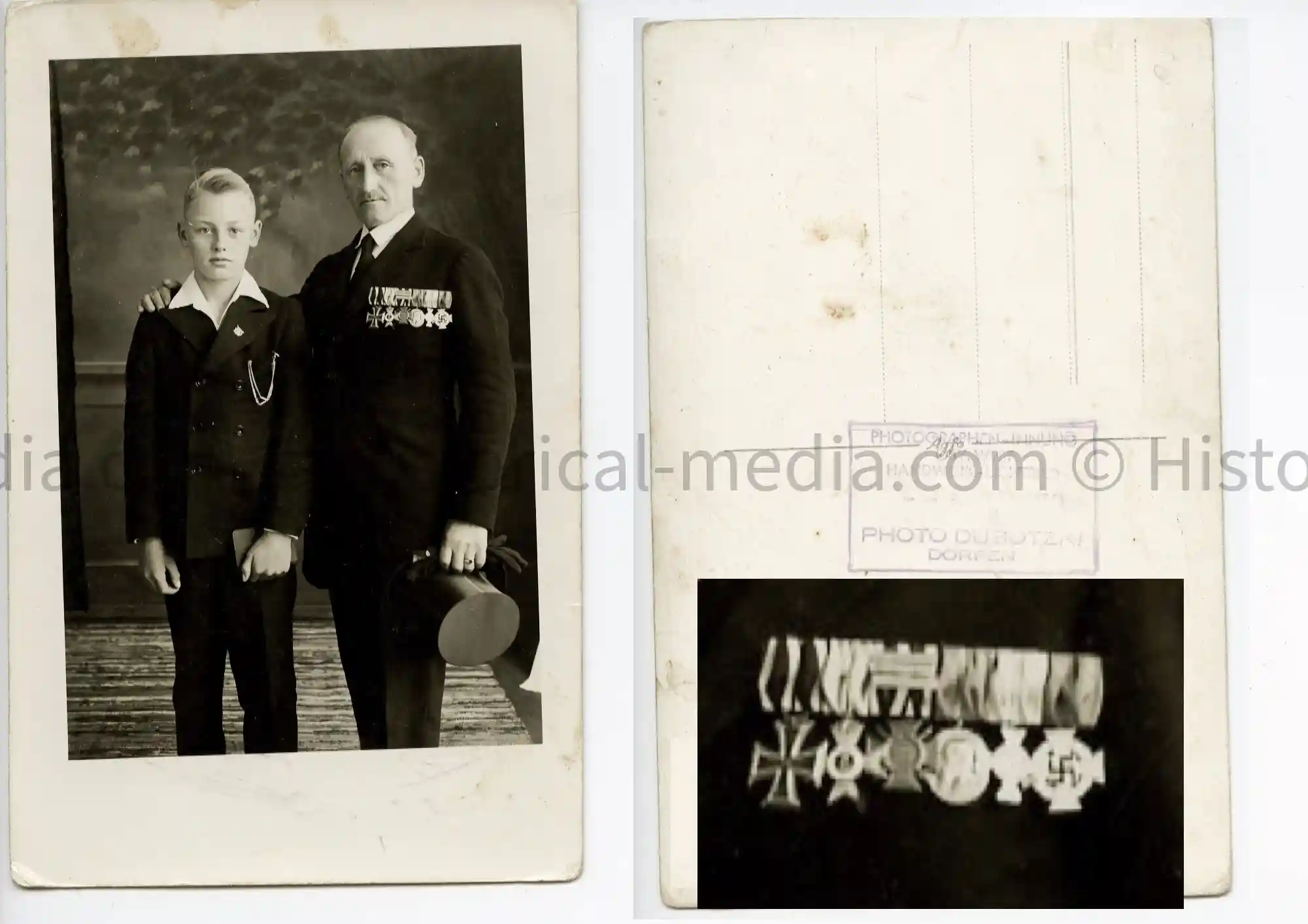 WWI SOLDIER STUDIO PORTRAIT - LARGE MEDAL BAR