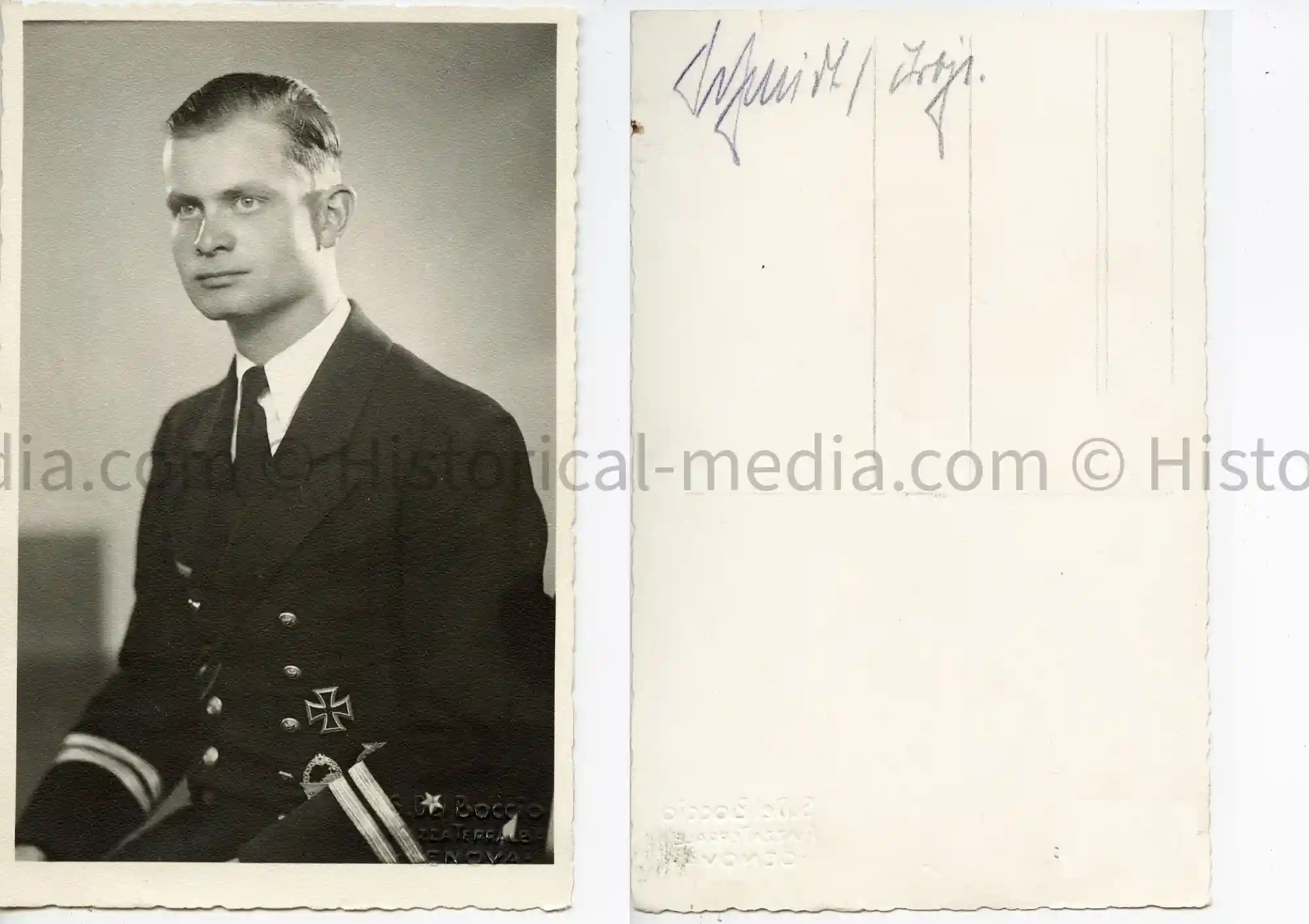 KRIEGSMARINE STUDIO PORTRAIT PHOTO - MINESWEEPER BADGE, DESTROYER BADGE, EK1
