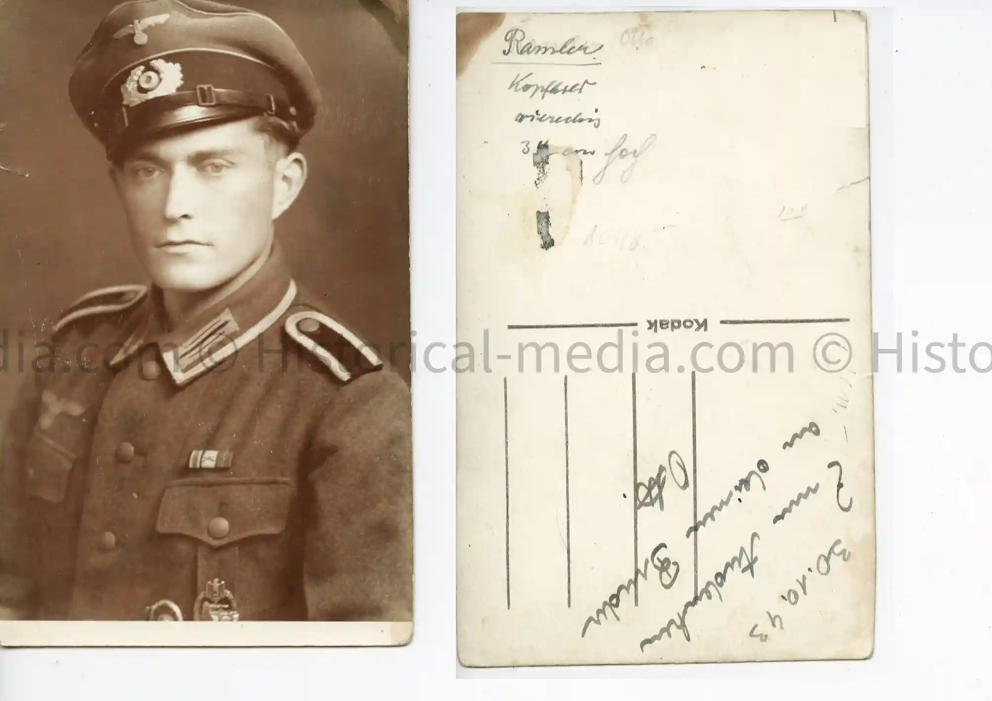 PANZER SOLDIER STUDIO PORTRAIT PHOTO - PANZER BADGE 