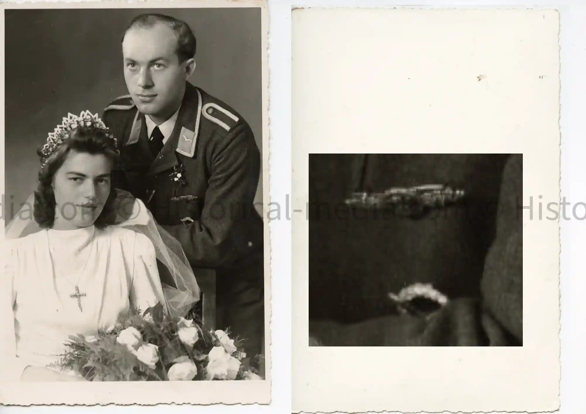 LUFTWAFFE WEDDING STUDIO PORTRAIT PHOTO - FLIGHT CLASP. AIR GUNNER