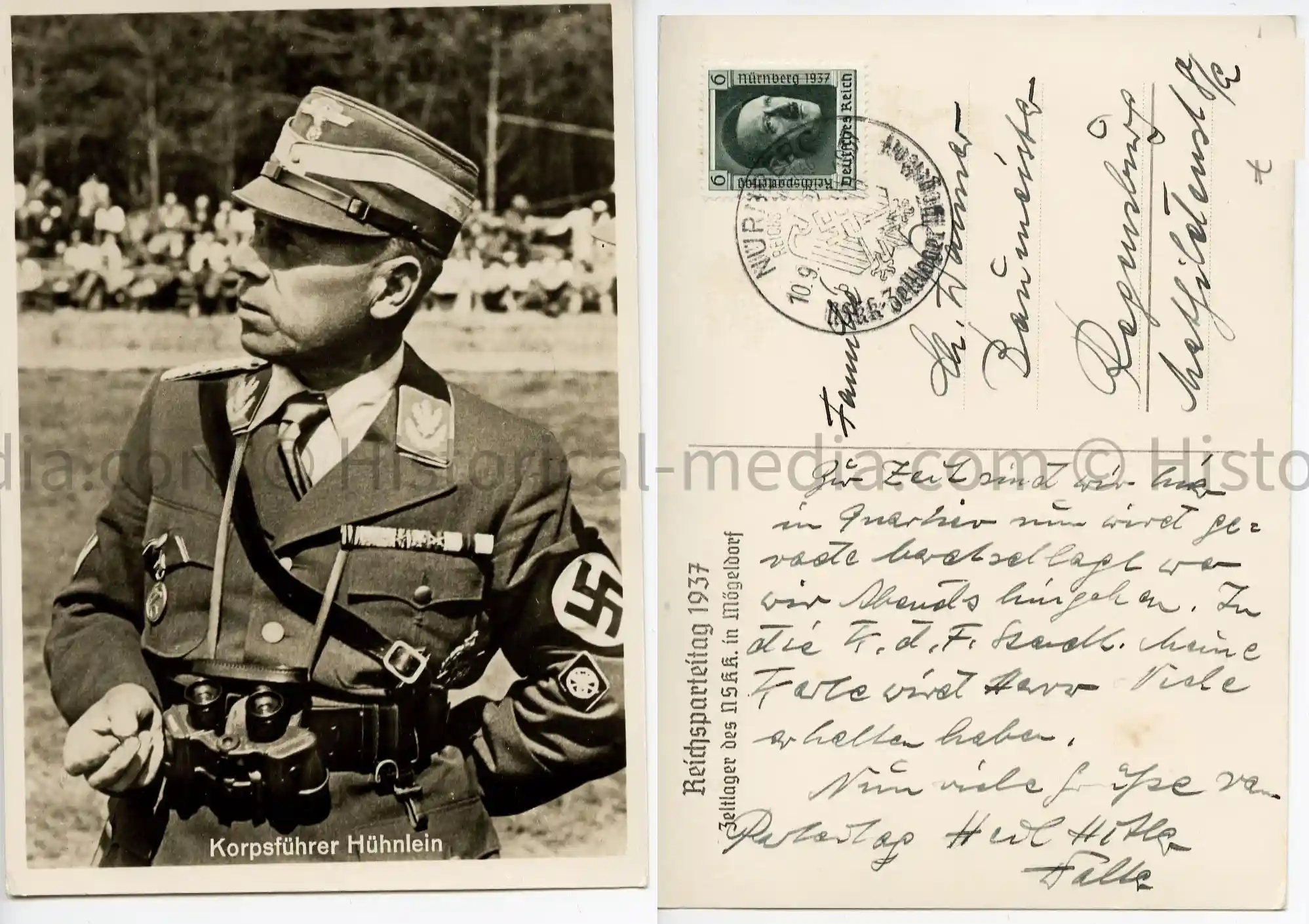 POSTCARD PORTRAIT - NÜRNBERG RALLY - KORPSFÜHRER HÜHNLEIN POSTCARD PORTRAIT - NÜRNBERG RALLY - KORPSFÜHRER HÜHNLEIN