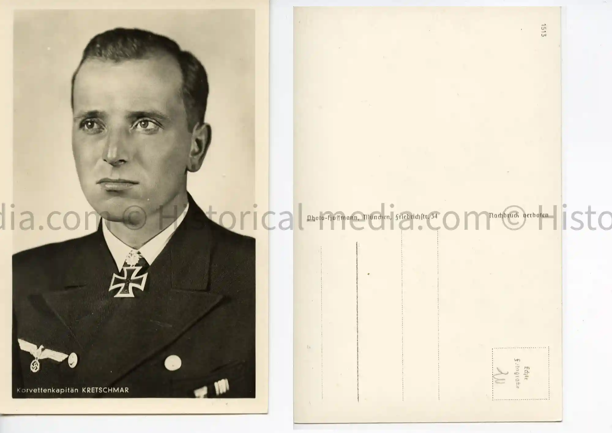 KNIGHTS CROSS WINNER PORTRAIT PHOTO POSTCARD - KRETSCHMAR